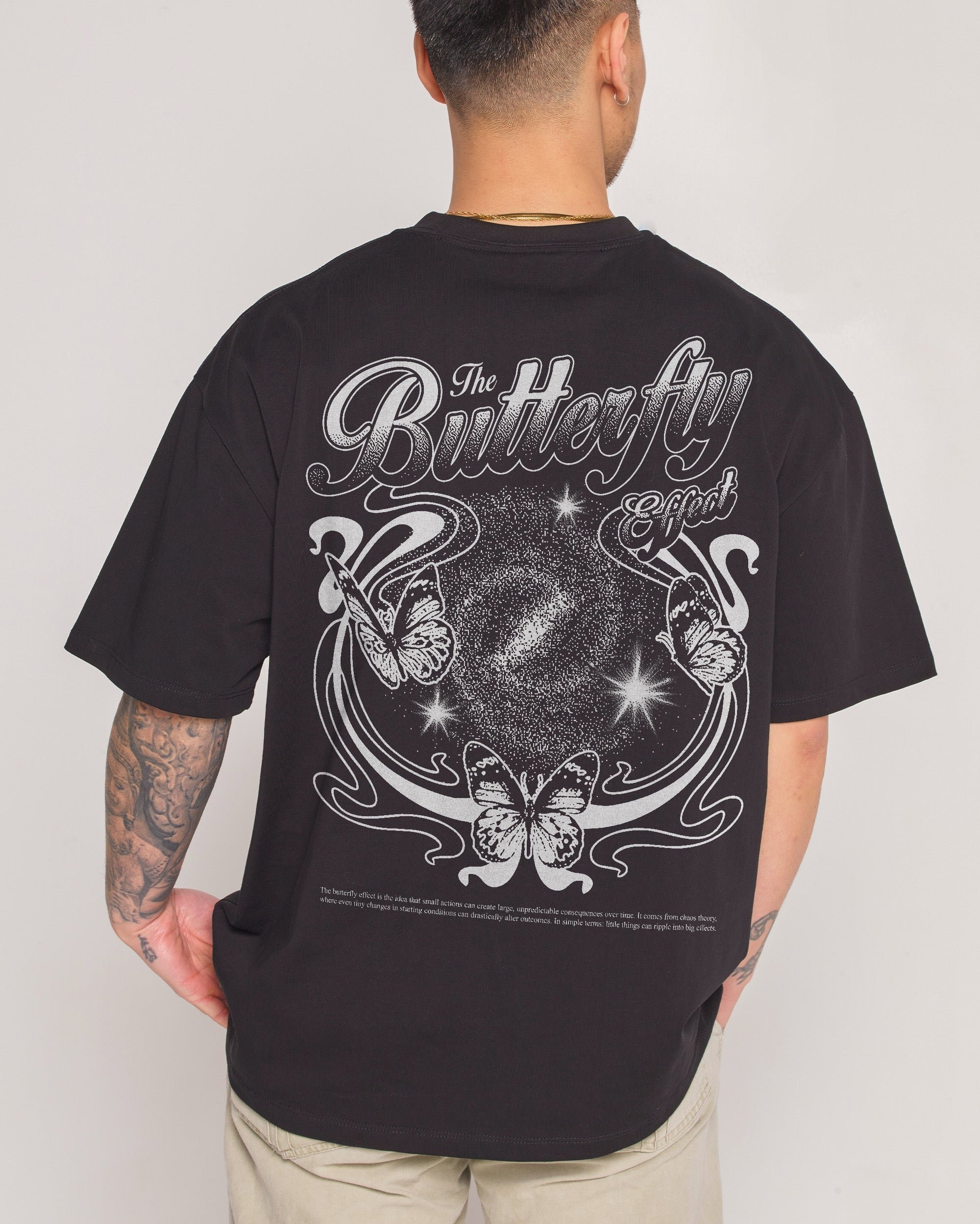 Butterfly Effect Oversized Graphic Tee - Threadheads Unisex 90s Boxy Fit 100% Combed Cotton