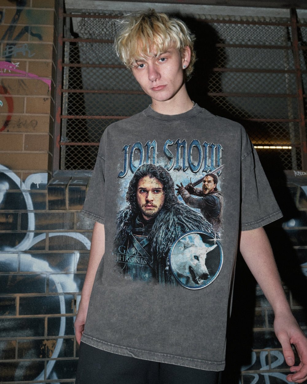 Vintage Jon Snow Oversized Graphic T-Shirt Game of Thrones Unisex Tee