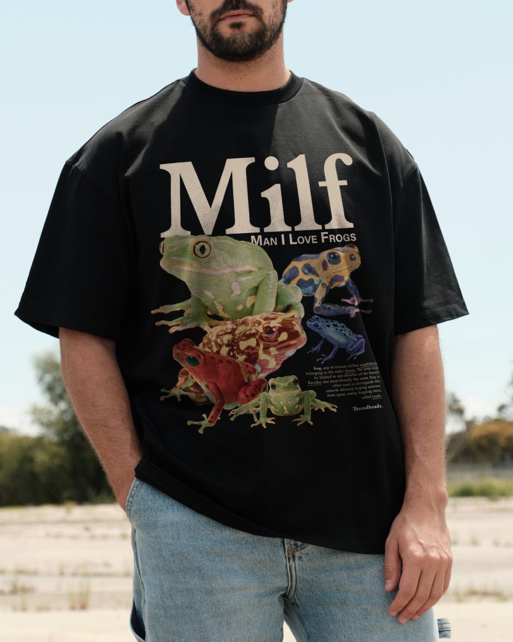 Man I Love Frogs Oversized Graphic Tee Unisex 90s Boxy Fit 100% Combed Cotton