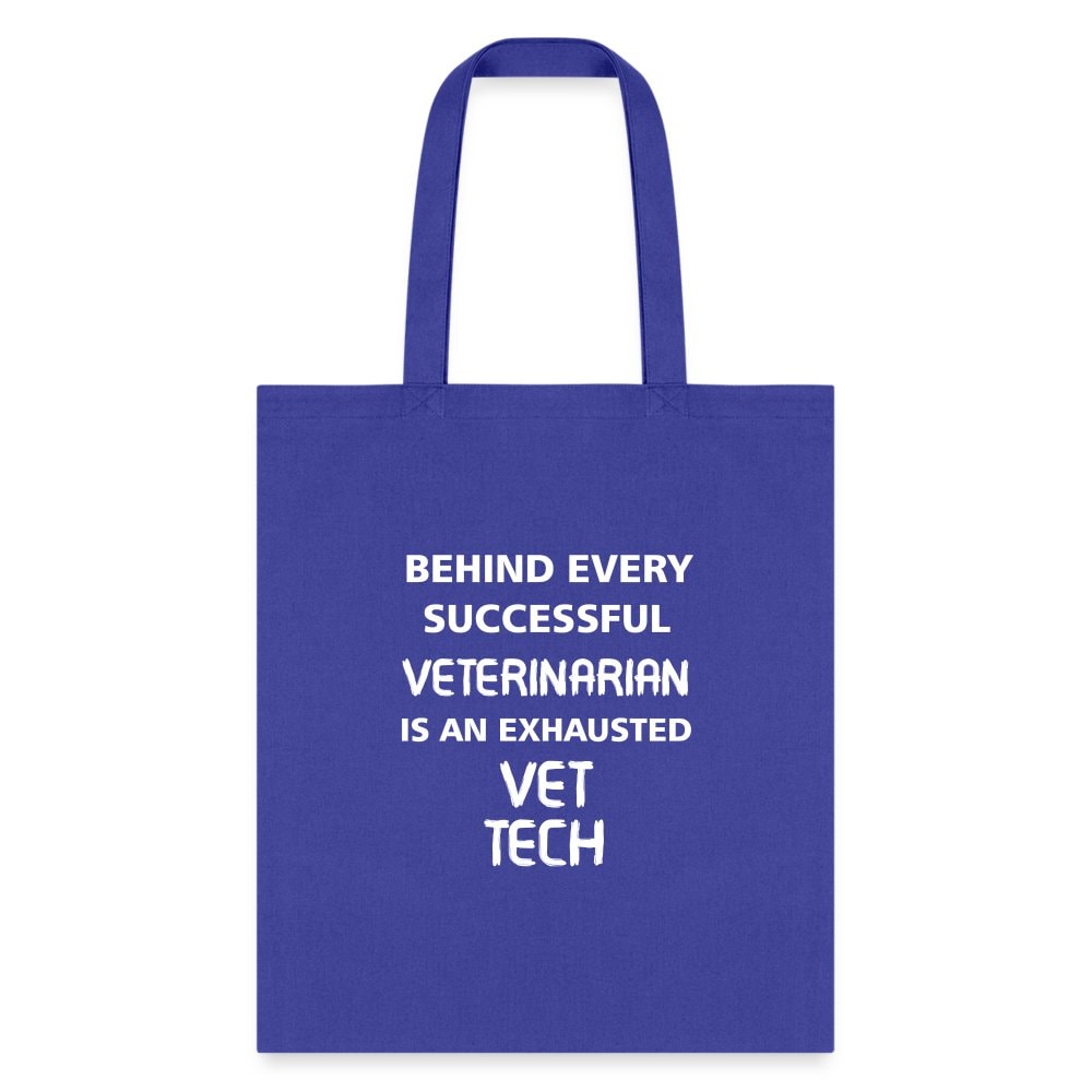 Vet Tech Exhausted Cotton Tote Bag - Humorous Veterinary Graphic Print