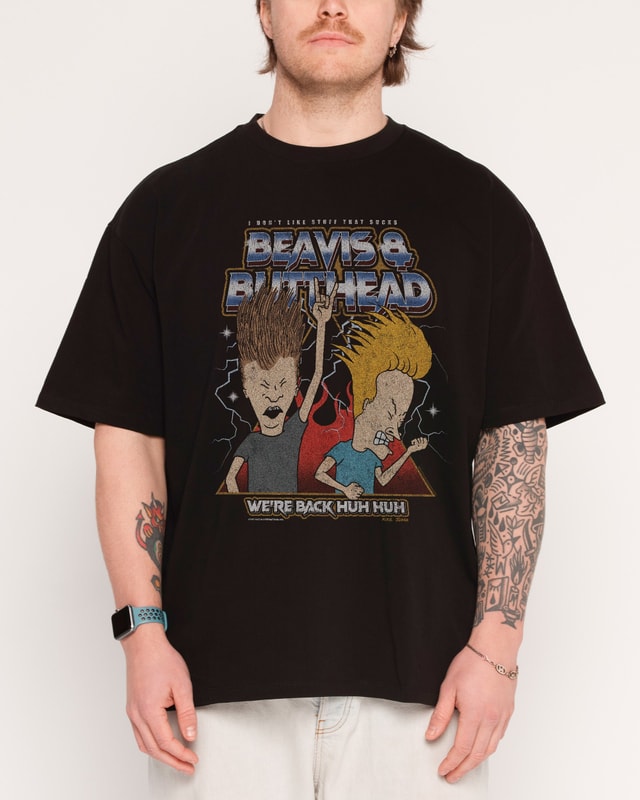 Heh Heh Metalheads Oversized Beavis and Butt-Head Graphic Tee - Unisex 100% Combed Cotton