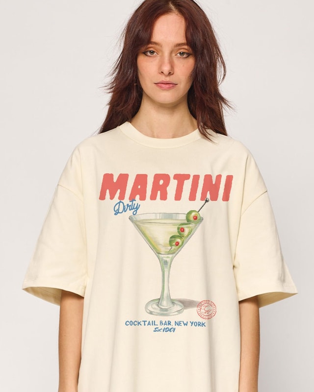 Dirty Martini Oversized Graphic Tee - Unisex 100% Combed Cotton T-Shirt