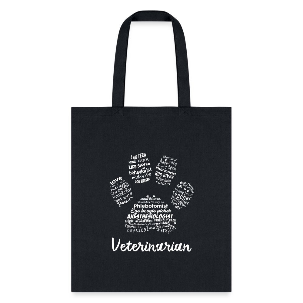 Veterinarian Pawprint Cotton Tote Bag - Vet Tech Student Receptionist Gift