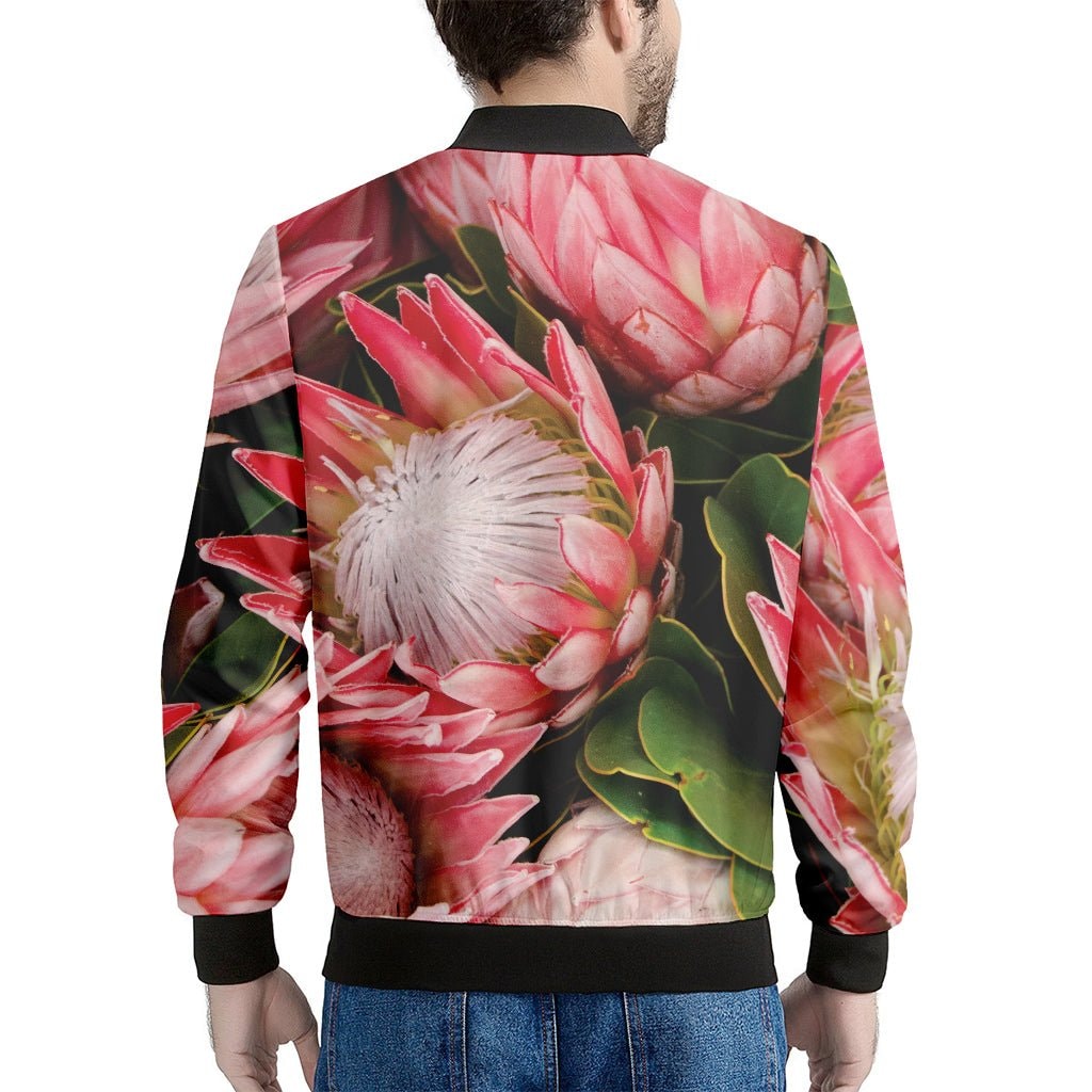 Bunches of Proteas Print Men's Bomber Jacket - Premium Polyester Blend