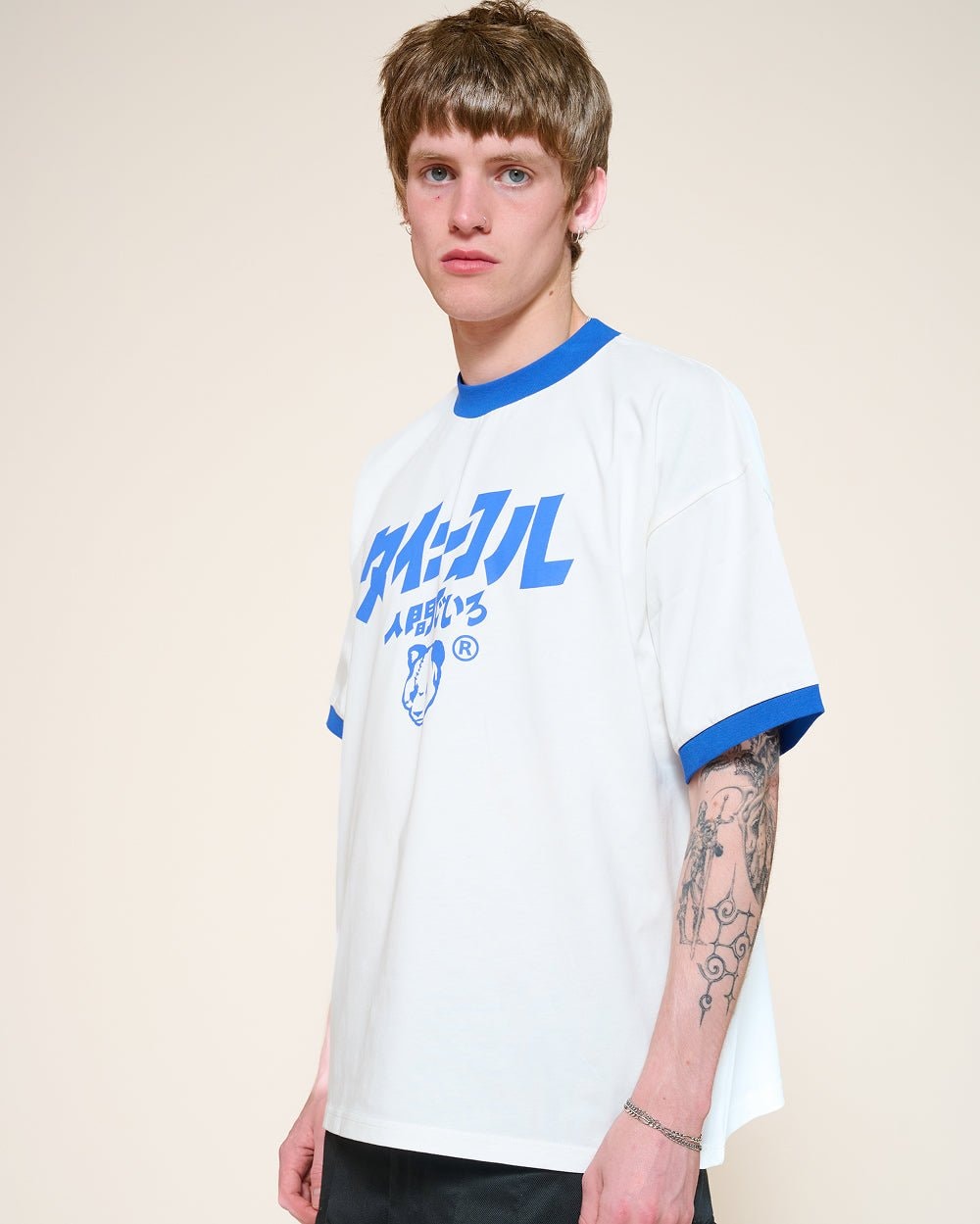 Logo JP Ringer Tee - 100% Combed Cotton Boxy Oversized Unisex T-Shirt