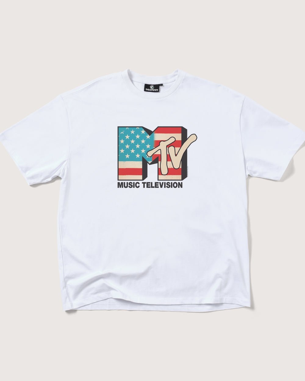 USA MTV Logo Oversized T-Shirt - Unisex 90s Boxy Fit 100% Combed Cotton