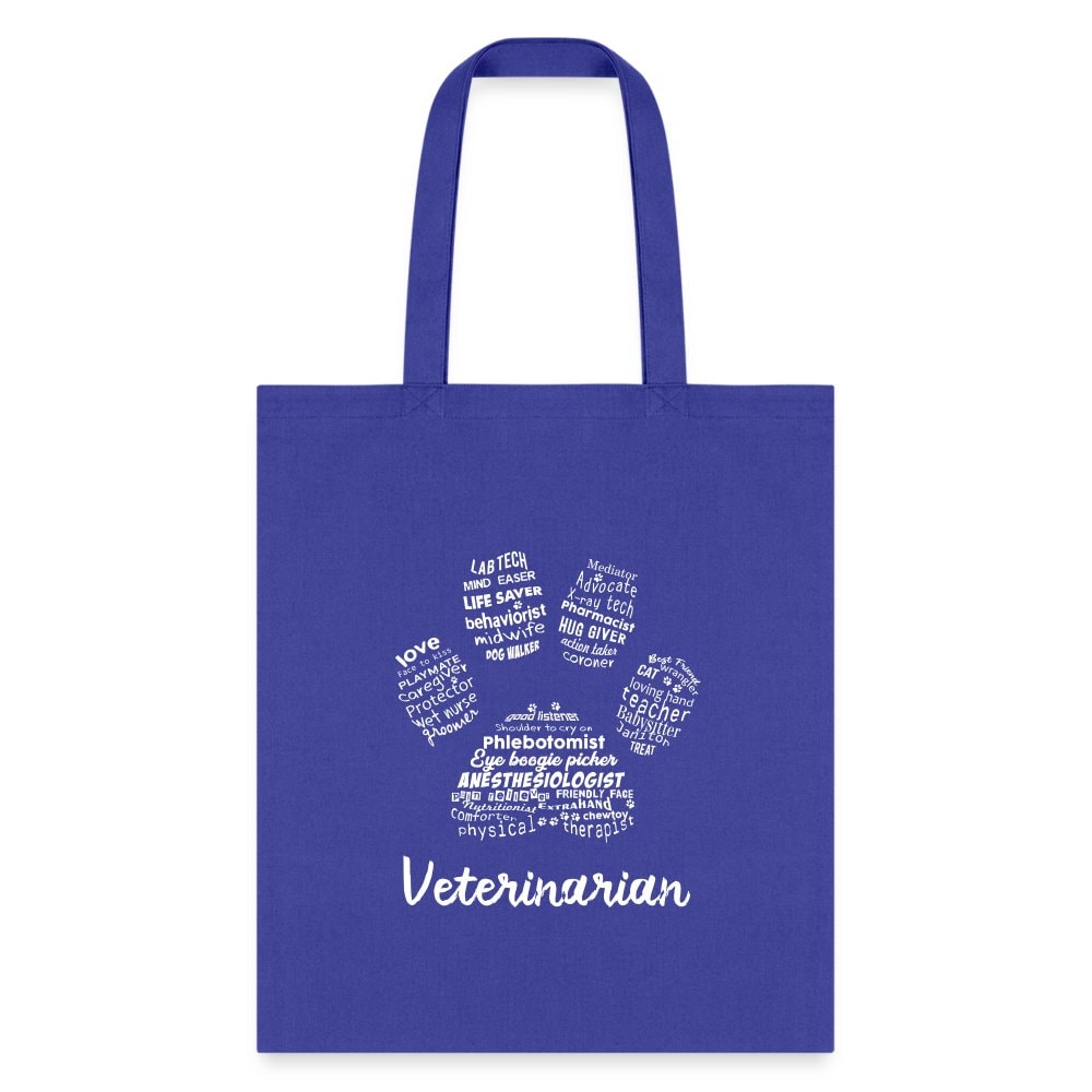Veterinarian Pawprint Cotton Tote Bag - Vet Tech Student Receptionist Gift