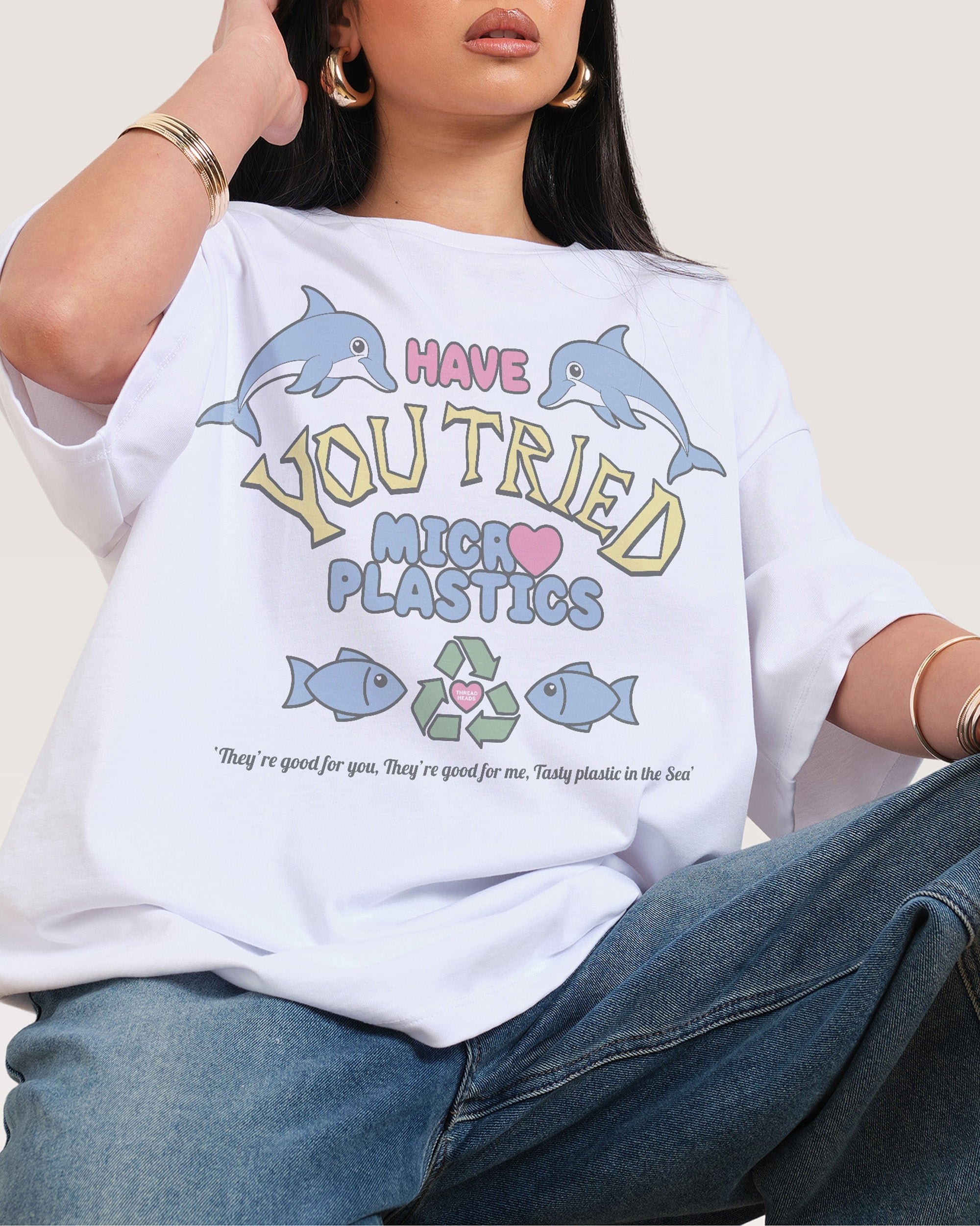 Tried Microplastics Oversized Graphic Tee Unisex 100% Combed Cotton 275gsm
