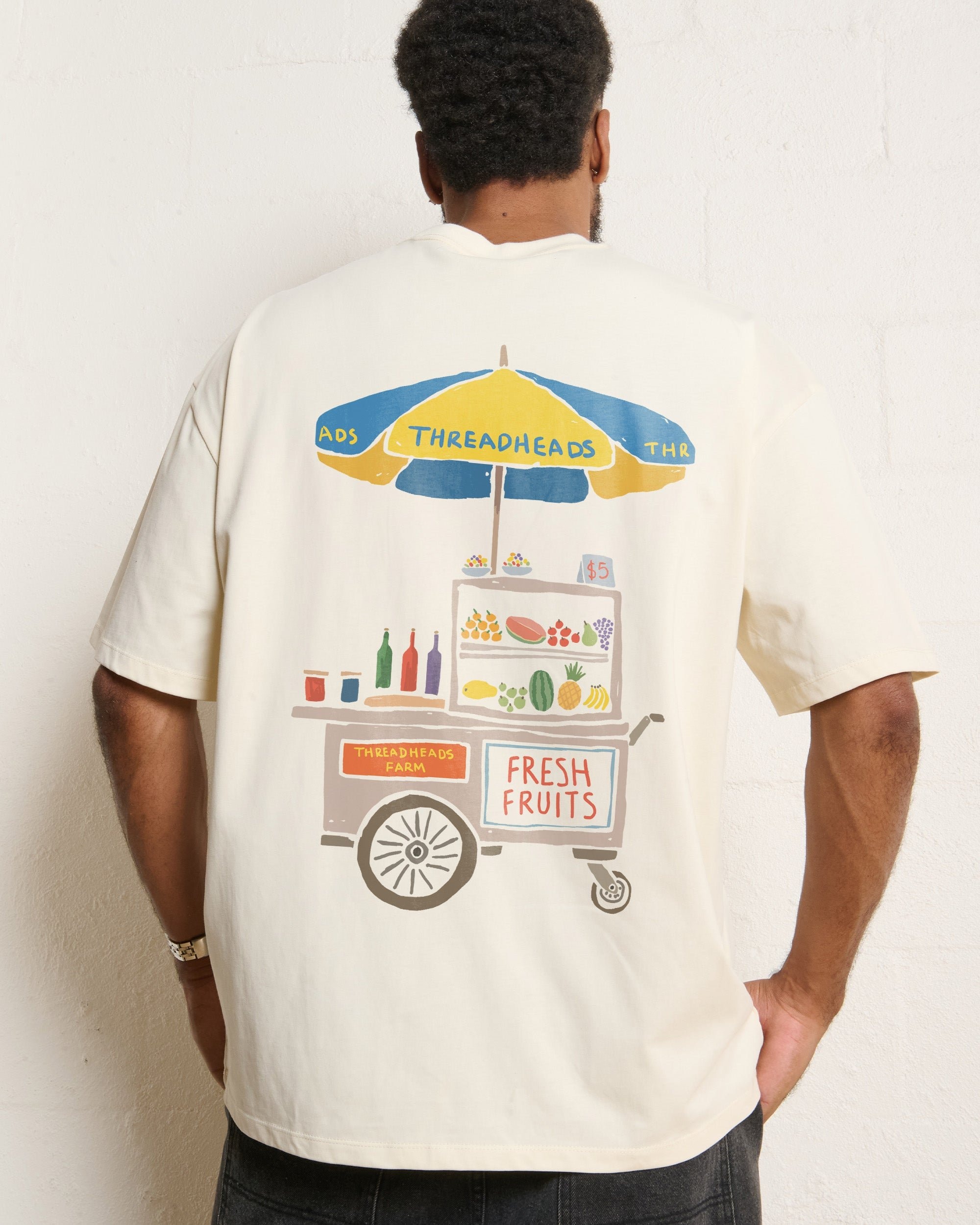 Fresh Fruits Oversized Graphic Tee - Unisex 90s Boxy Fit 100% Combed Cotton