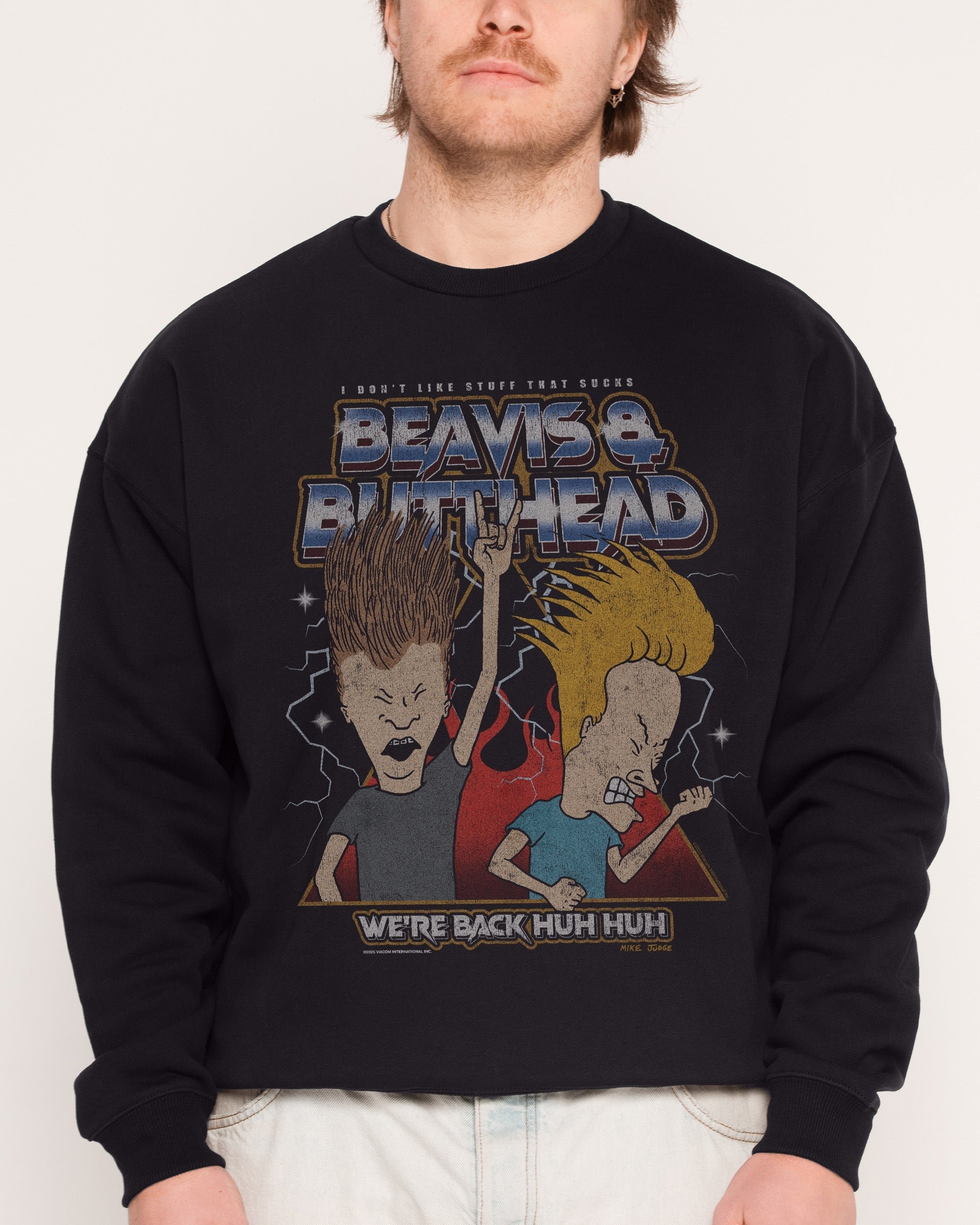 Heh Heh Metalheads Beavis and Butt-Head Unisex Sweatshirt 340gsm Cotton-Poly Blend
