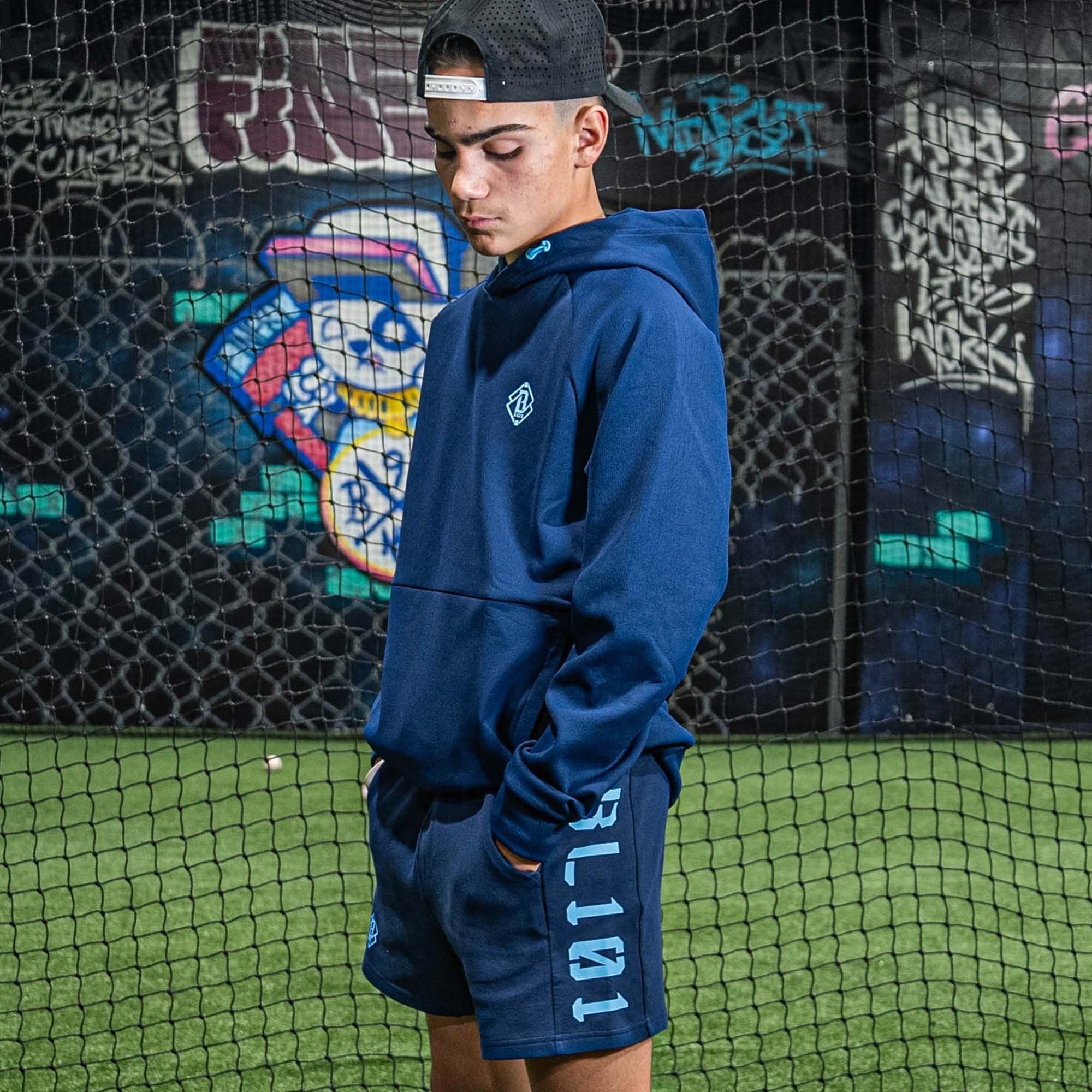 Diamond Relaxed Fit Sweatshorts - Navy/Light Blue