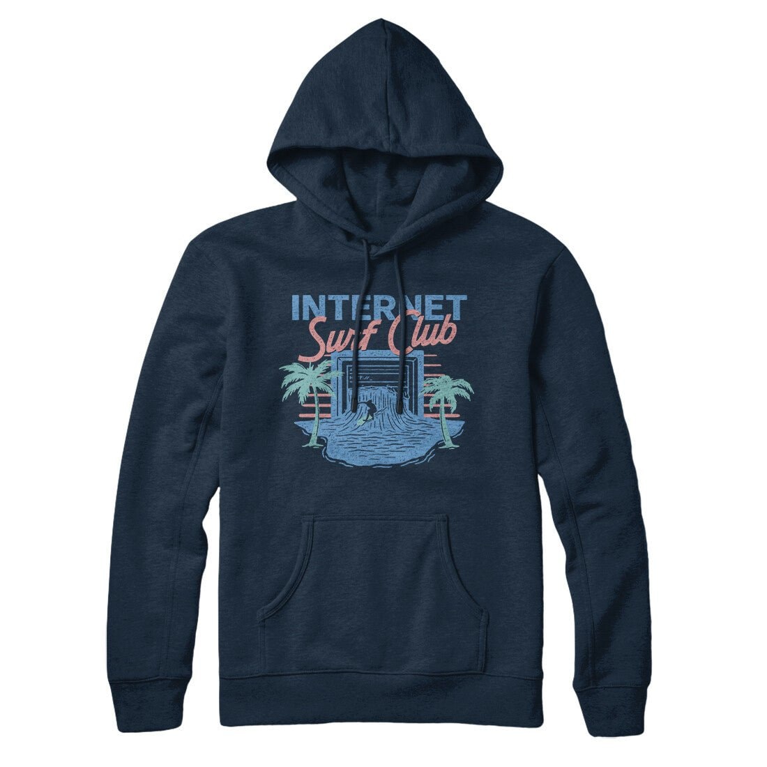 Internet Surf Club Unisex Pullover Hoodie - Cotton Polyester Loose Fit