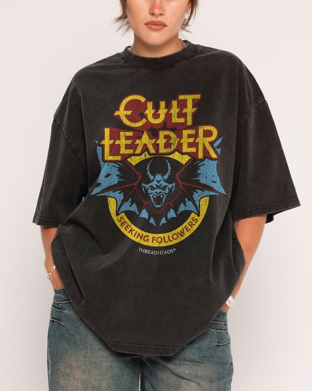 Cult Leader Oversized Graphic Tee Unisex 90s Boxy Fit 100% Combed Cotton