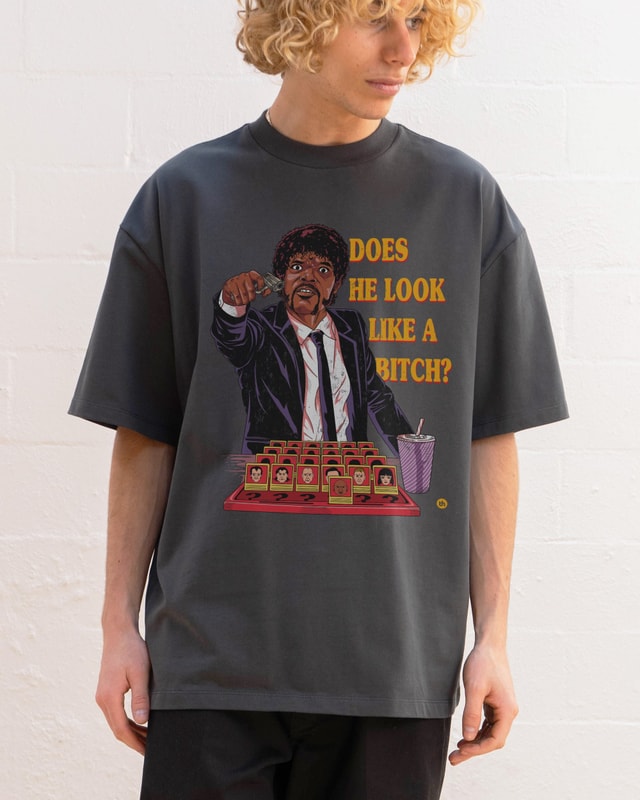 Does He Look Like a Bitch Oversized Graphic Tee - Unisex 100% Combed Cotton Heavyweight 275gsm