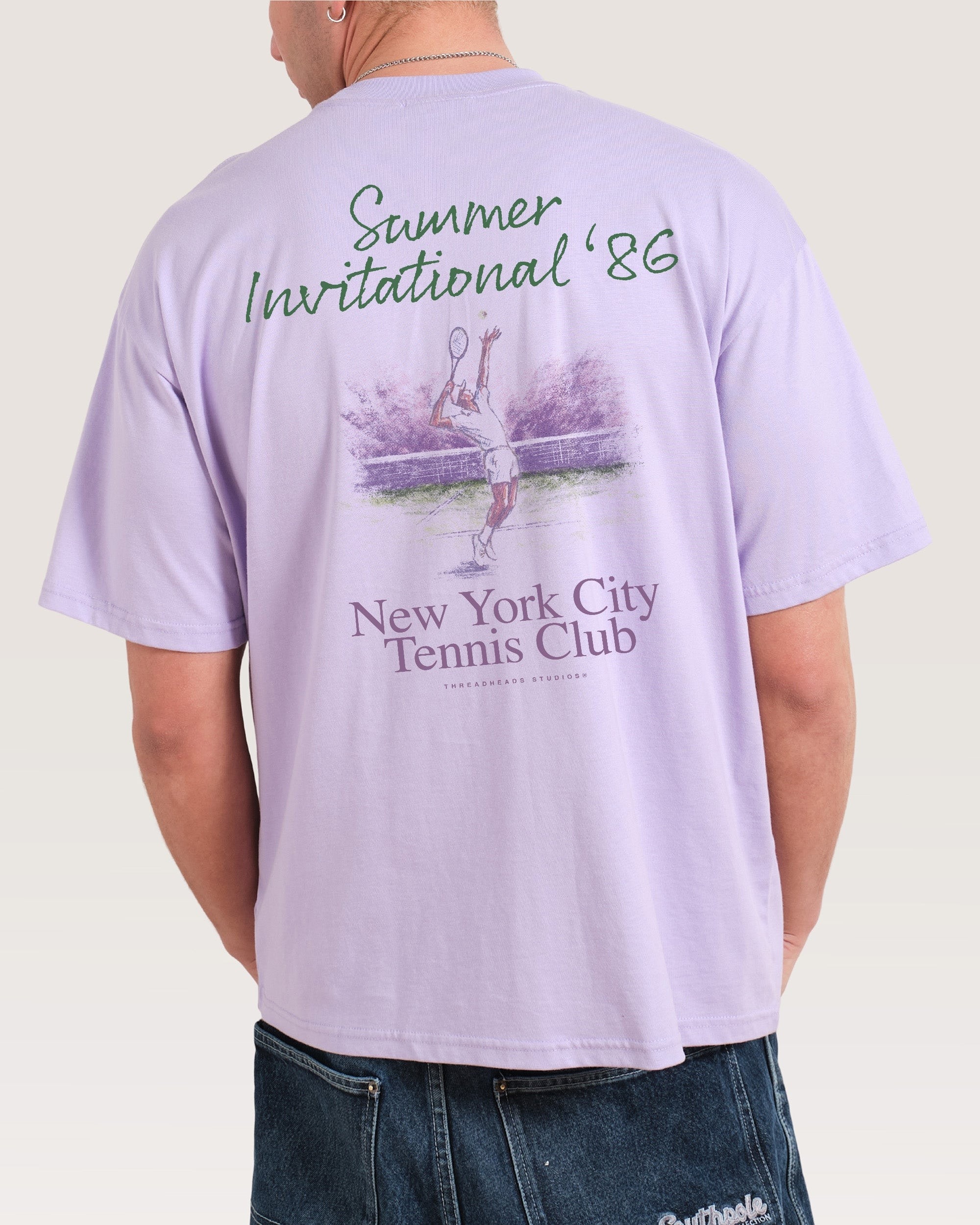 NYC Tennis Club Oversized Graphic Tee - Unisex 90s Boxy Fit 100% Combed Cotton