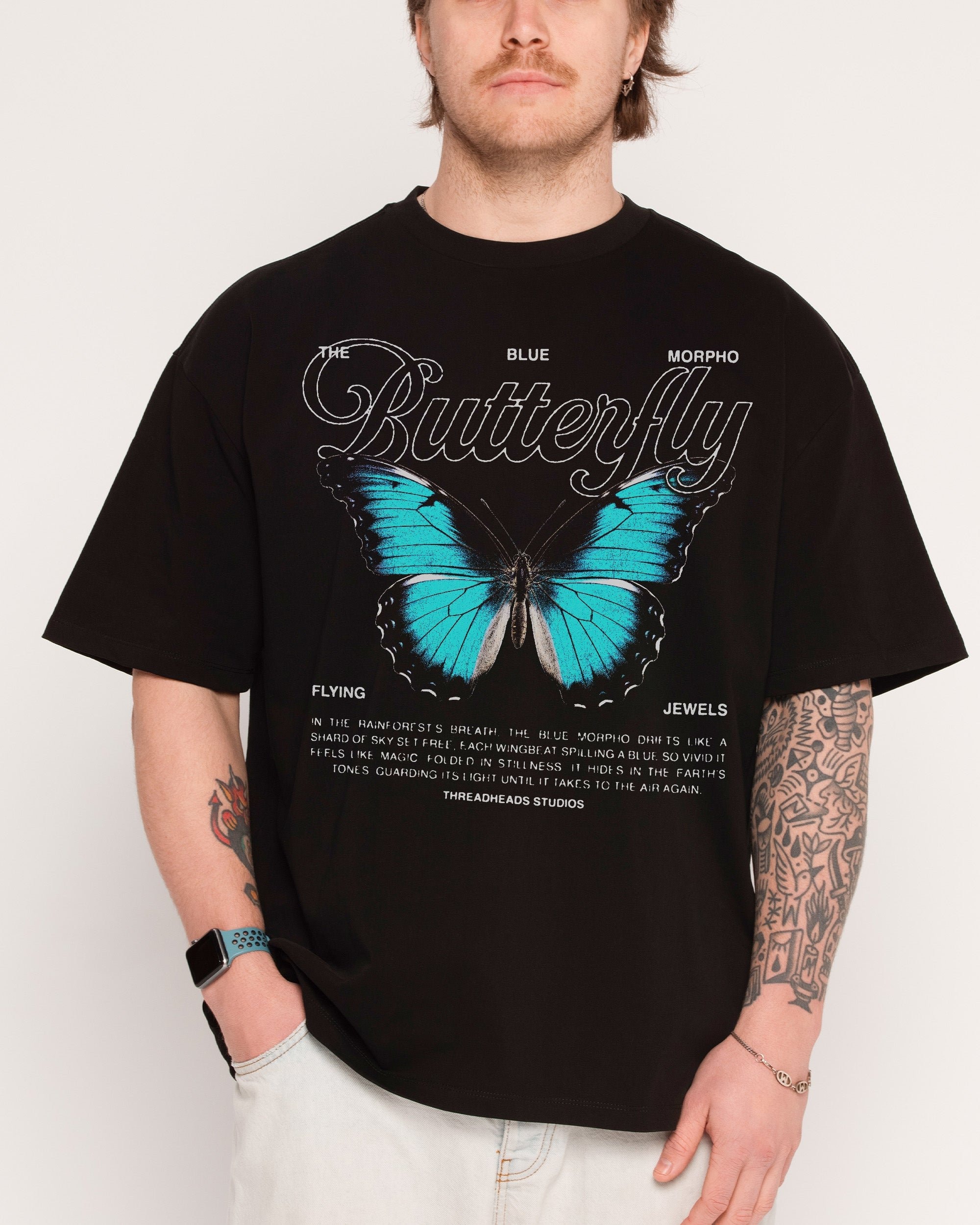 Flying Jewels Oversized Graphic Tee - Unisex 90s Boxy Fit 100% Combed Cotton