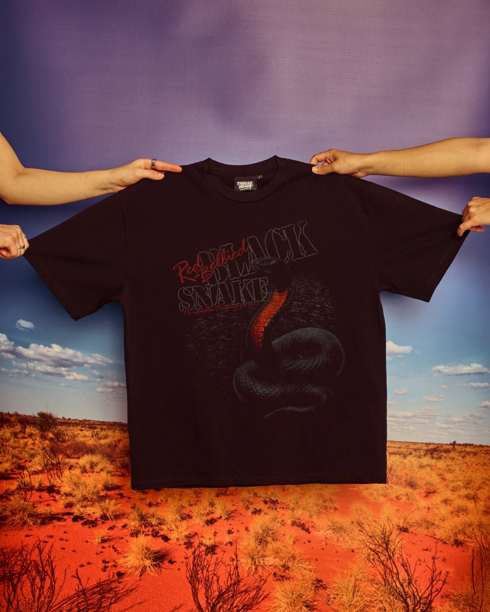 Red Bellied Black Snake Oversized Tee - Threadheads 90s Boxy Fit Heavyweight Cotton T-Shirt