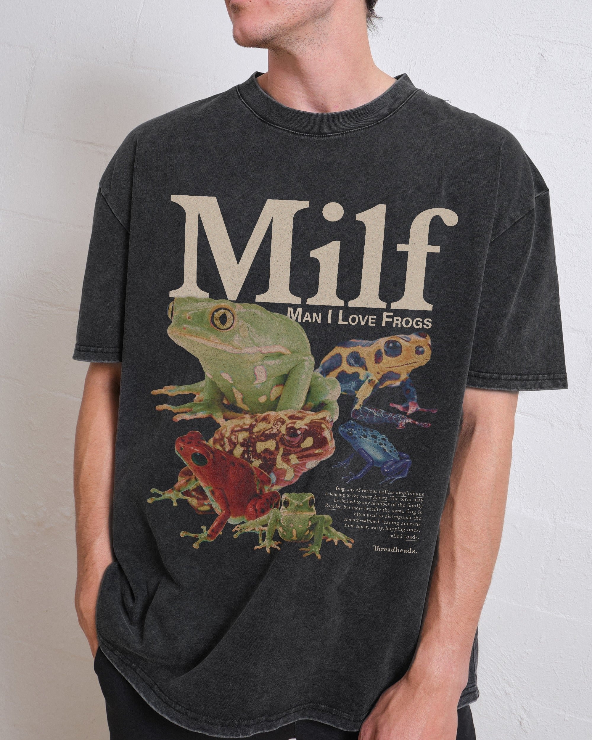 Man I Love Frogs Oversized Graphic Tee Unisex 90s Boxy Fit 100% Combed Cotton