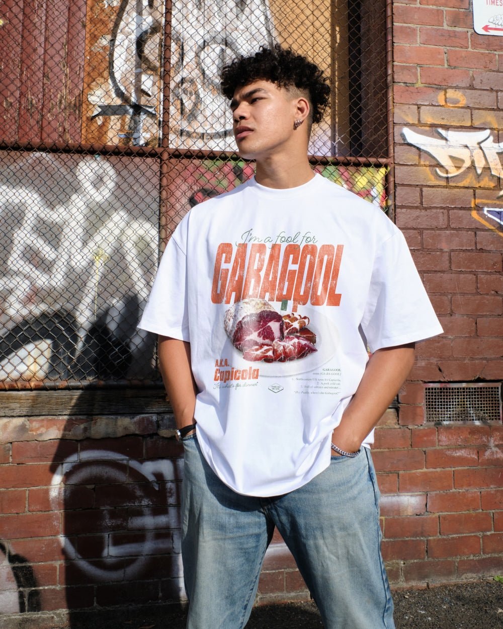 I'm a Fool for Gabagool Oversized Graphic Tee - Unisex 100% Combed Cotton Heavyweight