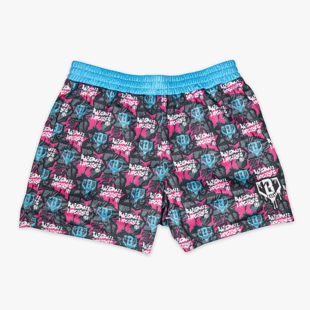 Baseball Lifestyle Tag Youth Mesh Shorts Neon Pink Electric Blue