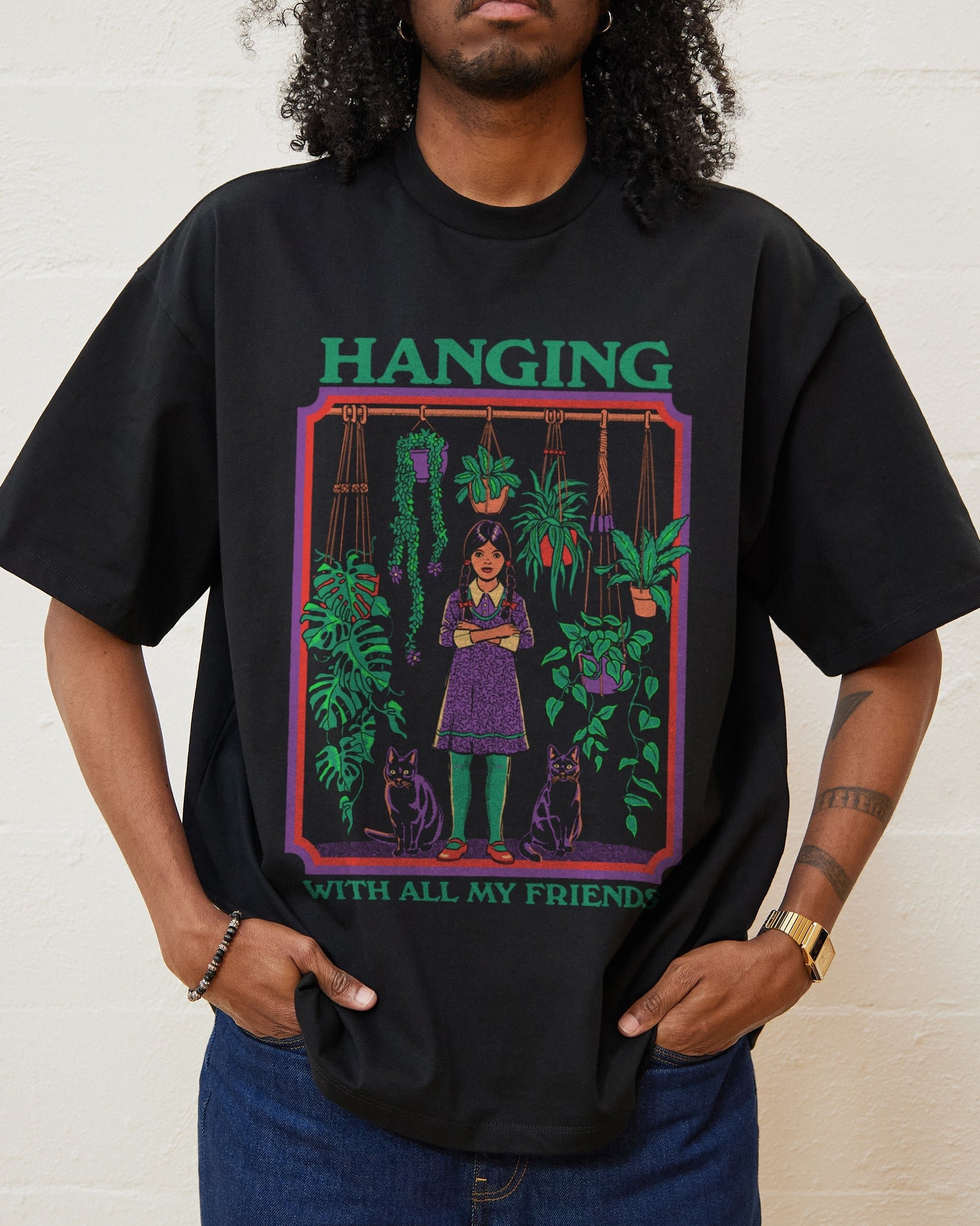 Hanging With All My Friends Oversized Graphic Tee Unisex 90s Boxy Fit Cotton T-Shirt Steven Rhodes