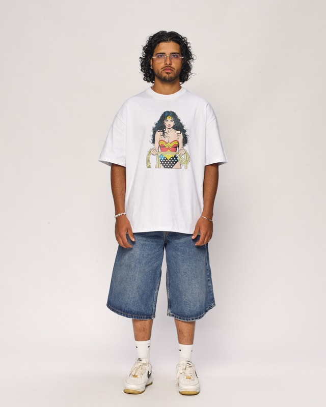 Wonder Woman Oversized Graphic Tee - DC Official Collab, 100% Combed Cotton Unisex 275gsm