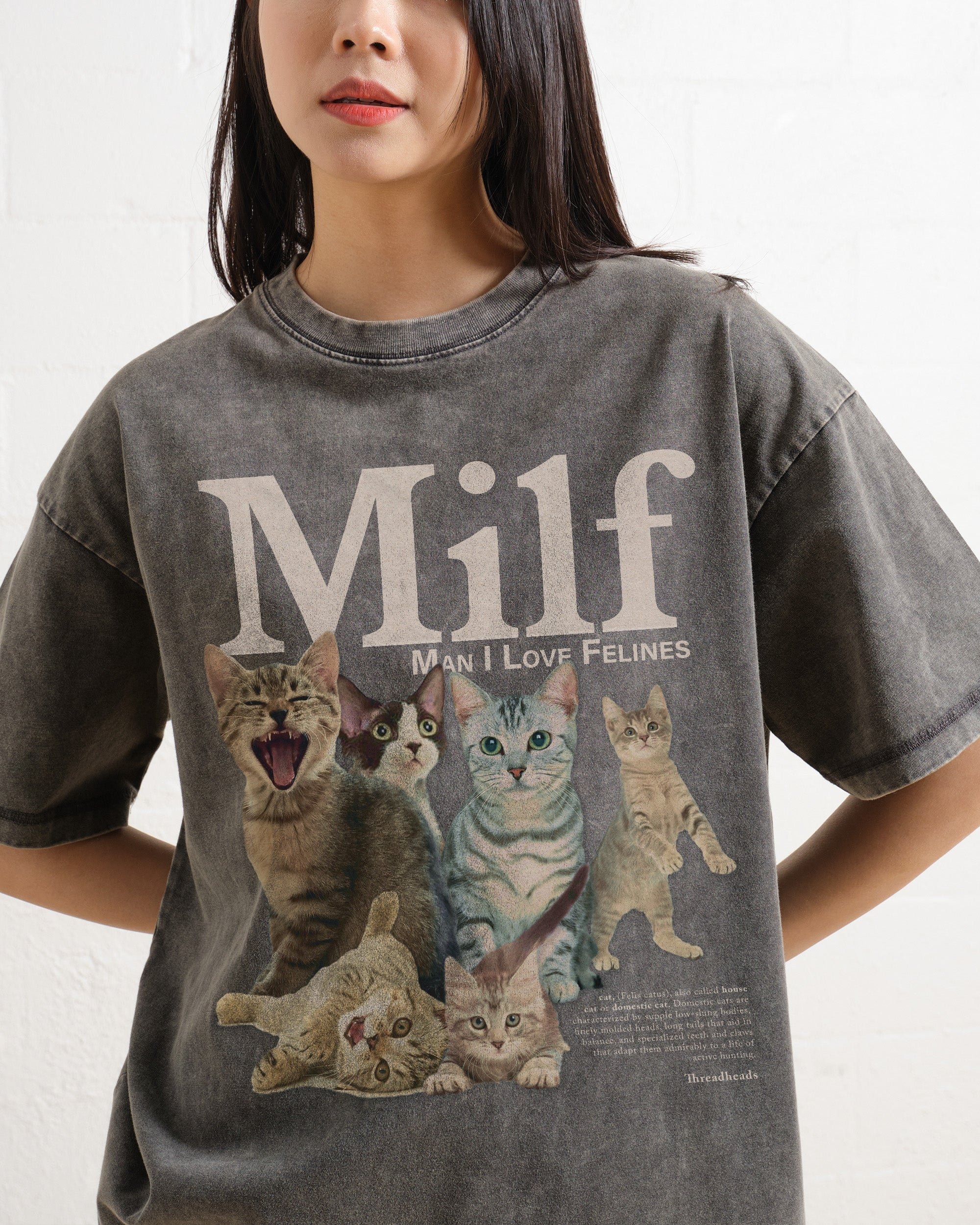 Man I Love Felines Oversized Graphic Tee Unisex 90s Boxy Fit 100% Combed Cotton
