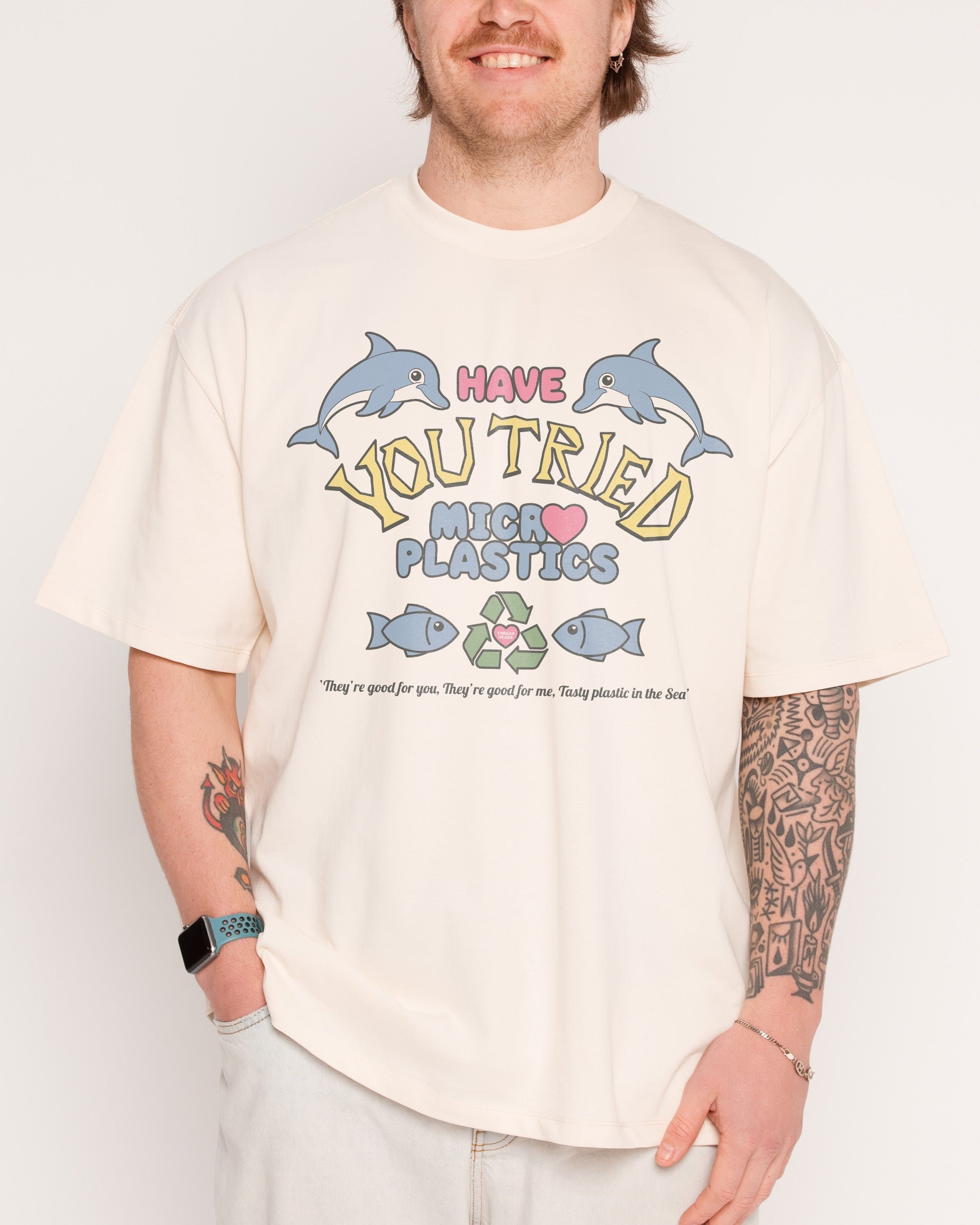 Tried Microplastics Oversized Graphic Tee Unisex 100% Combed Cotton 275gsm