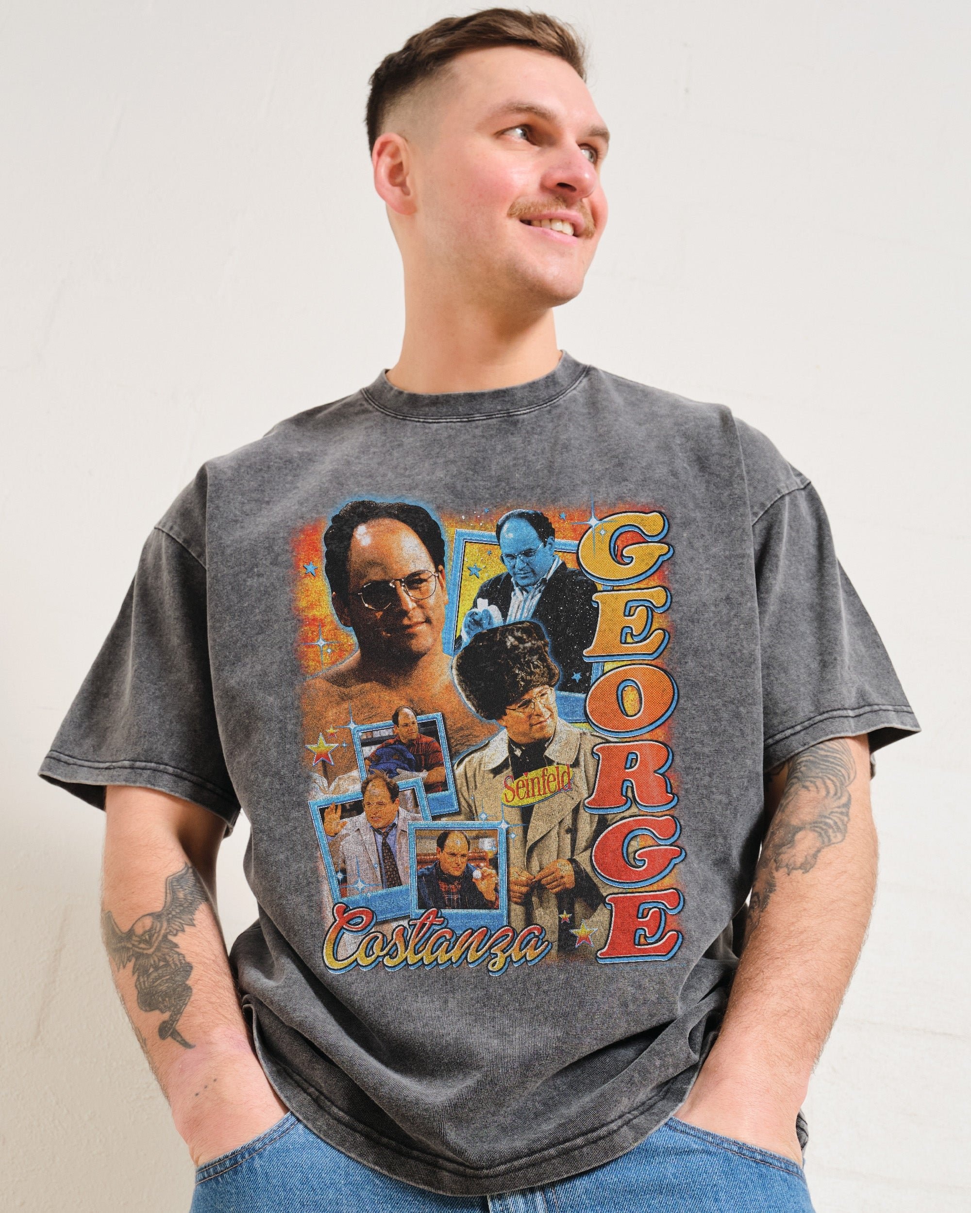 George Costanza Oversized Graphic Tee - Seinfeld Unisex 90s Boxy Fit Cotton T-Shirt