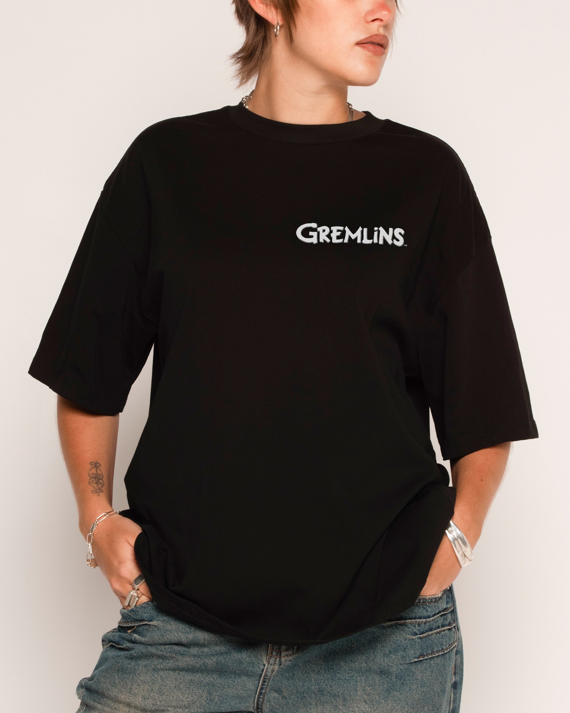 Scared Gizmo Oversized Graphic Tee - Gremlins Collab Unisex 100% Combed Cotton