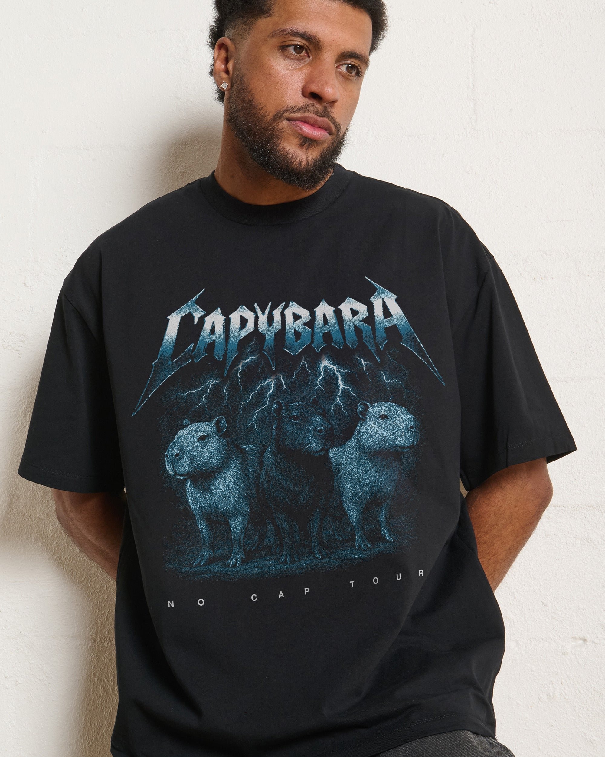 Capybara No Cap Tour Oversized Graphic T-Shirt Unisex 100% Combed Cotton