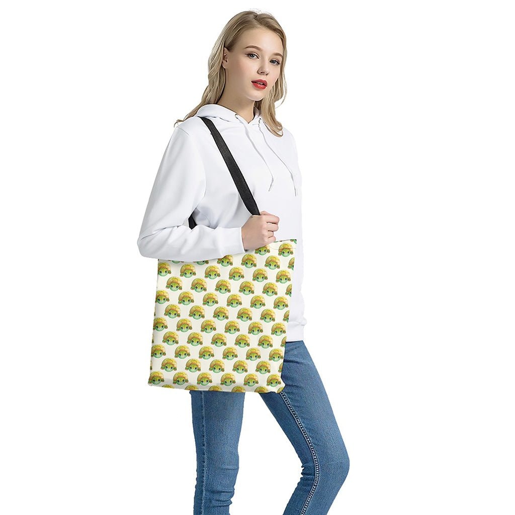 Watercolor Turtle Pattern Print Tote Bag - Polyester Double-Sided Lightweight