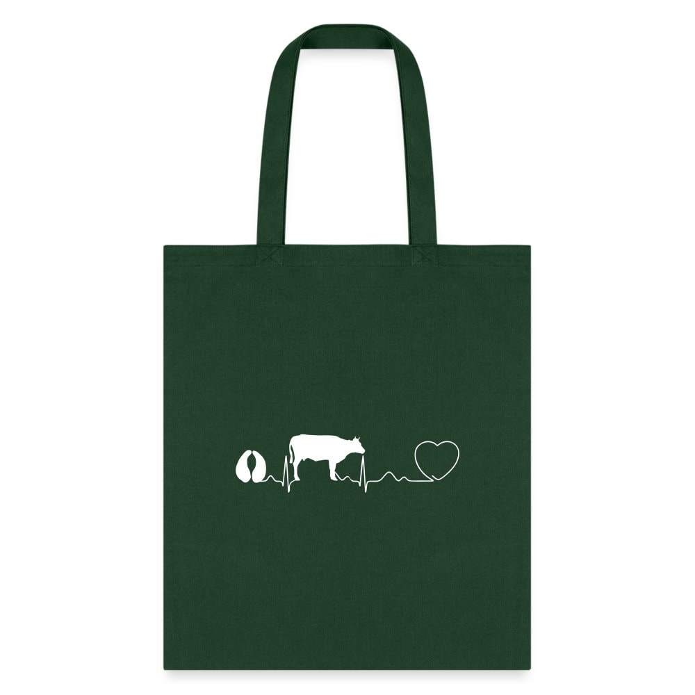 Cow Pulse Cotton Tote Bag - Large Animal Vet Design, 100% Cotton Canvas, 15.5x14.5 inches, Q-Tees
