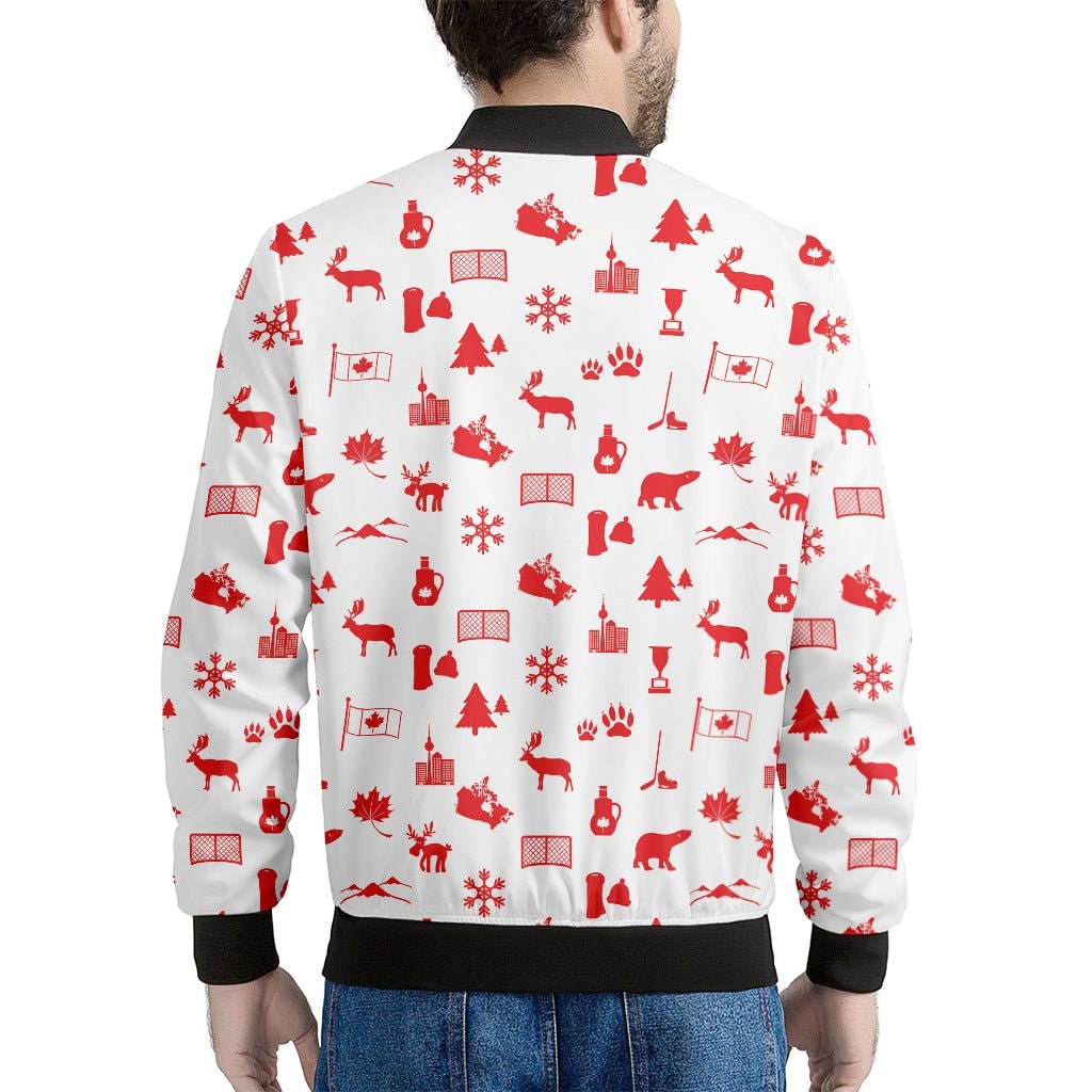 Canada Country Pattern Print Men's Bomber Jacket - Premium Polyester Blend