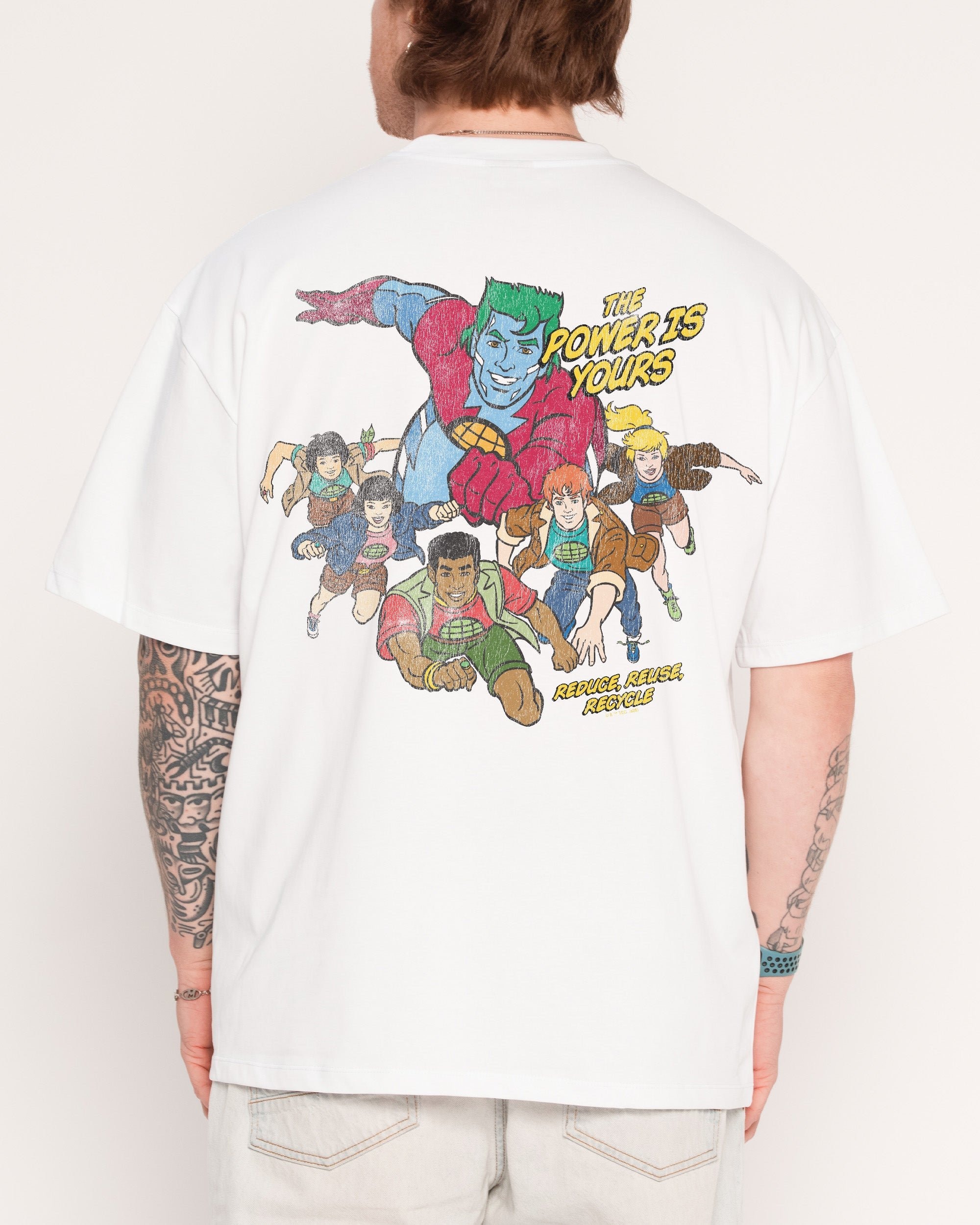 Captain Planet The Power Is Yours Oversized Graphic T-Shirt Unisex 100% Combed Cotton