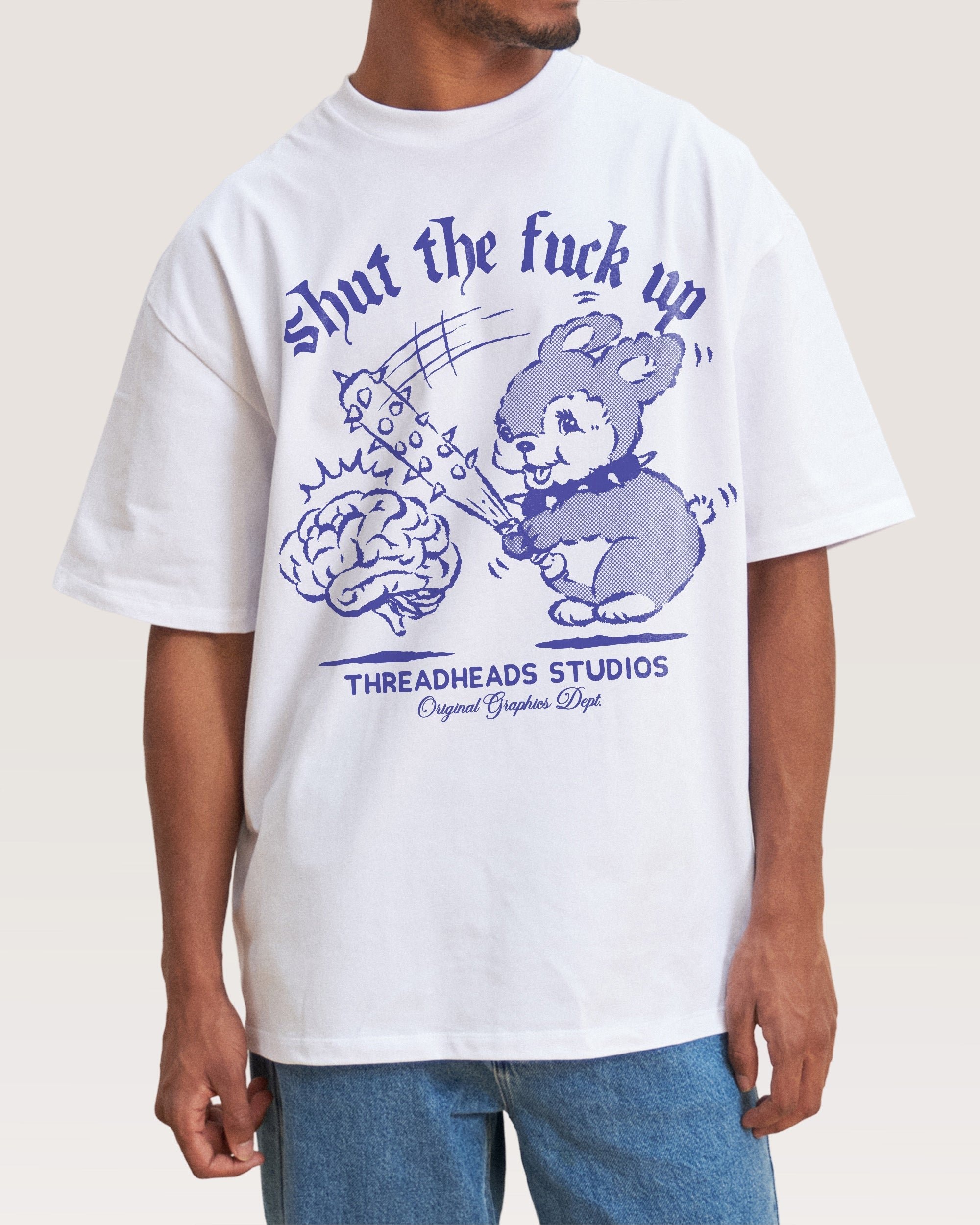 Shut the F Up Oversized Graphic Tee - Unisex 90s Boxy Fit 100% Combed Cotton