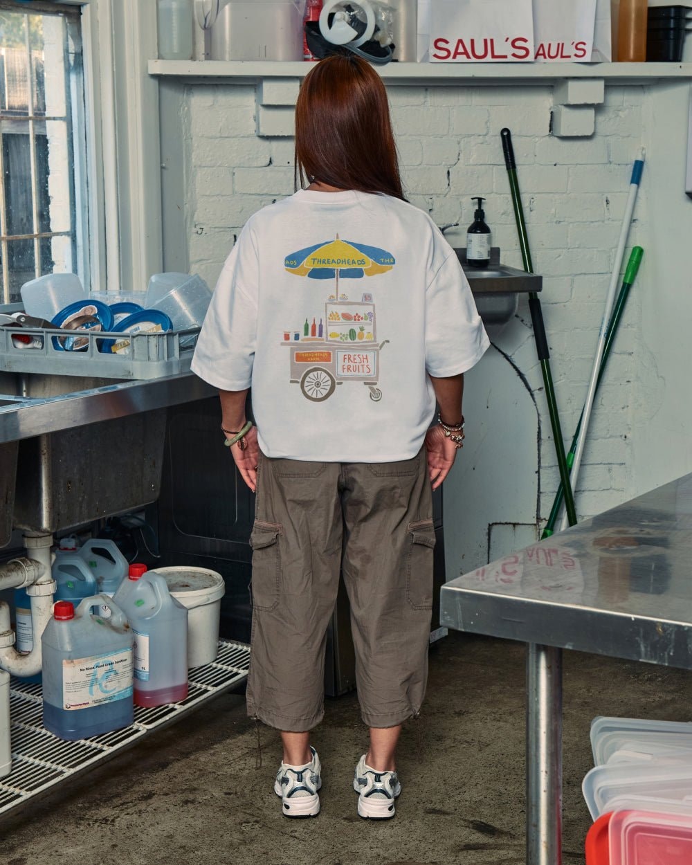 Fresh Fruits Oversized Graphic Tee - Unisex 90s Boxy Fit 100% Combed Cotton