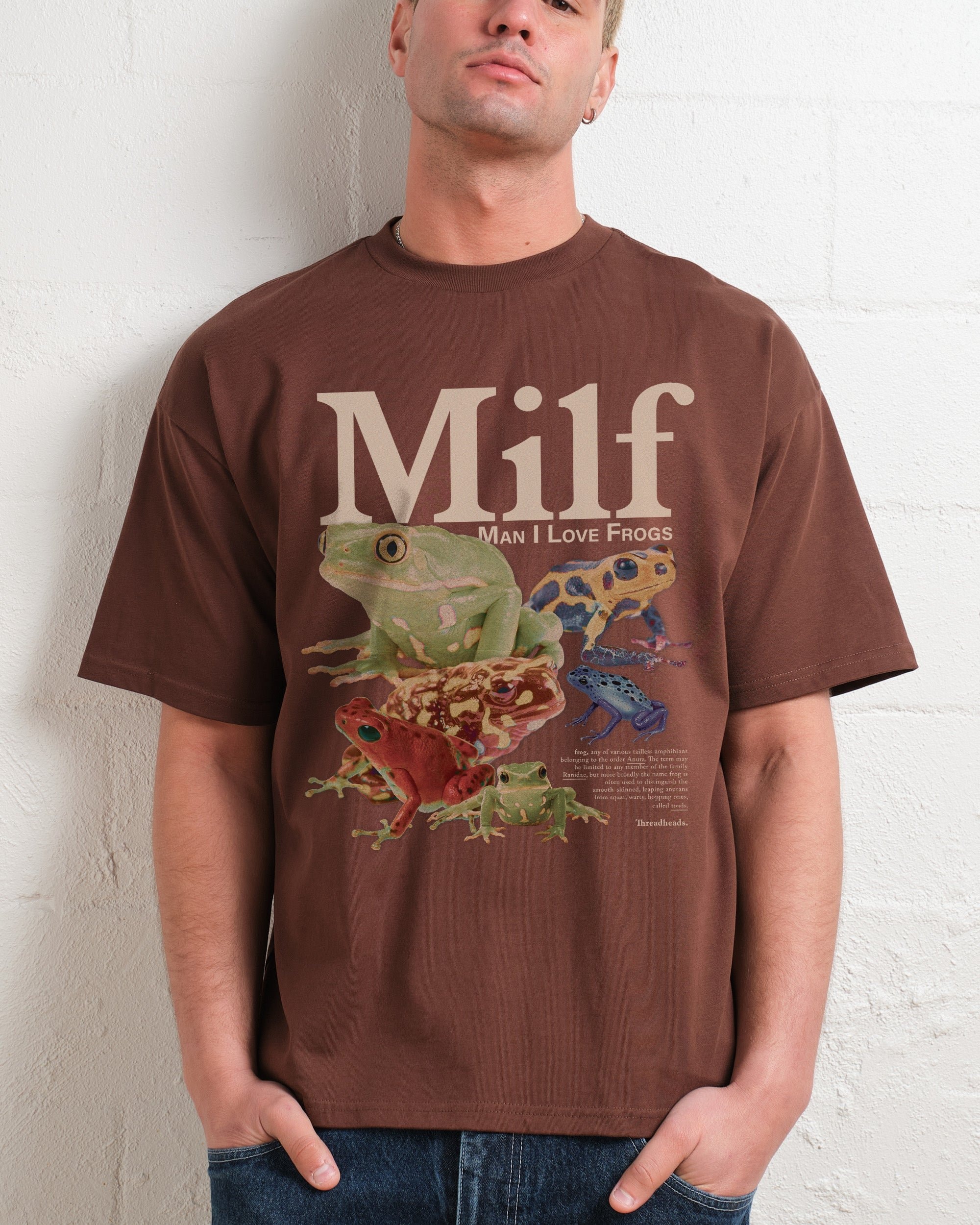 Man I Love Frogs Oversized Graphic Tee Unisex 90s Boxy Fit 100% Combed Cotton