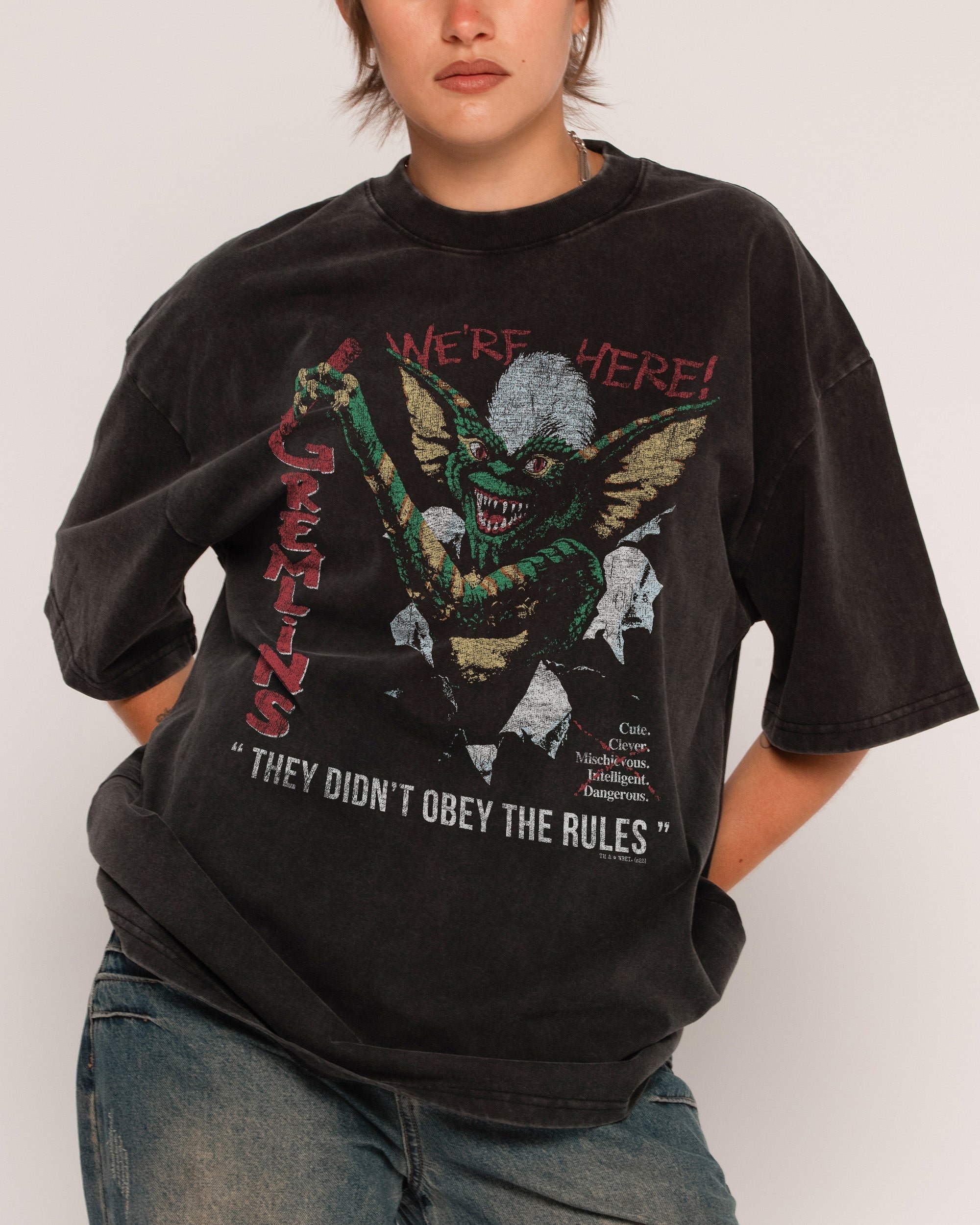 We're Here Oversized Graphic Tee - Gremlins Collab Unisex 100% Combed Cotton