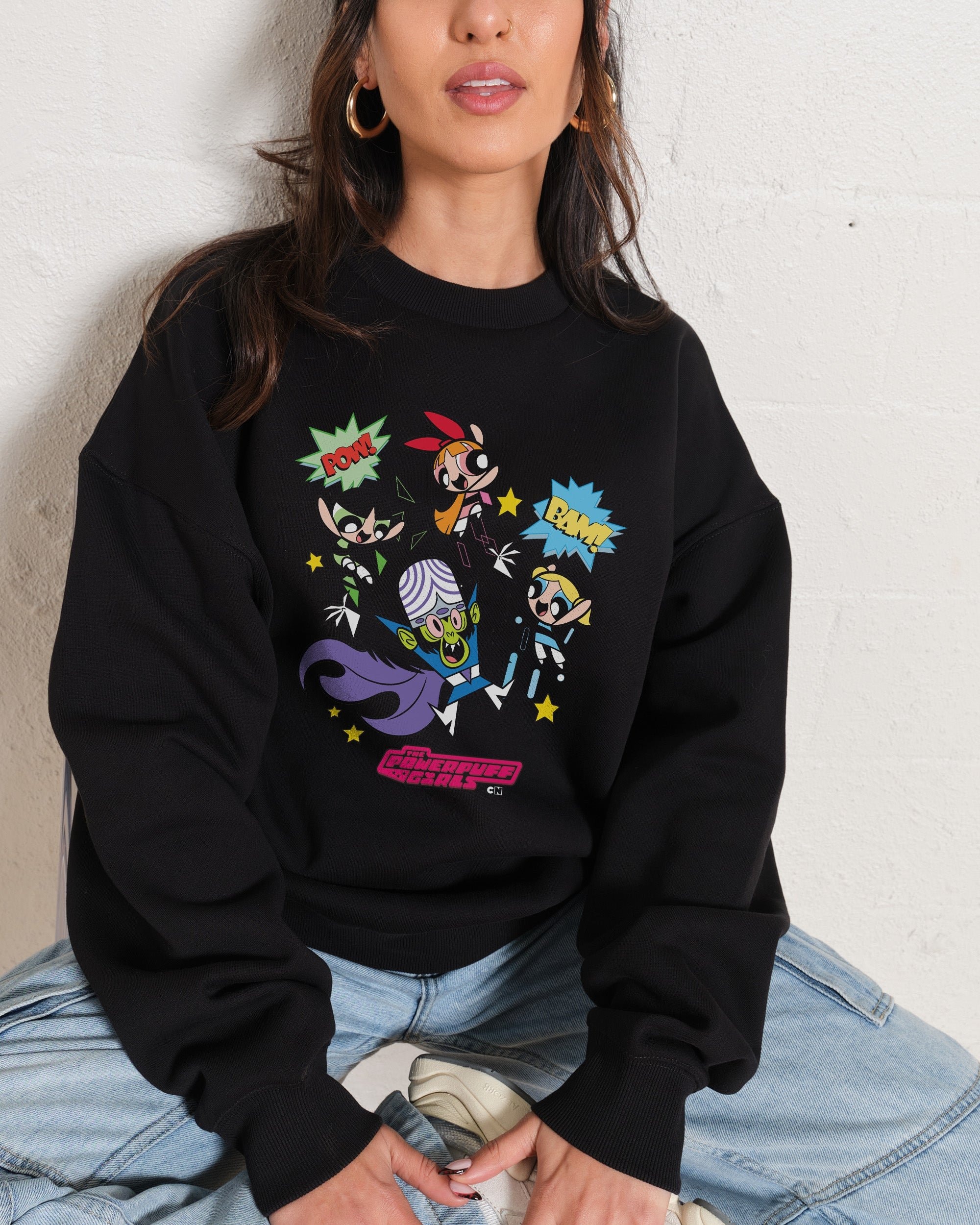 Powerpuff Pow Unisex Sweatshirt - Official Powerpuff Girls Graphic Print, 340gsm Cotton-Poly Blend