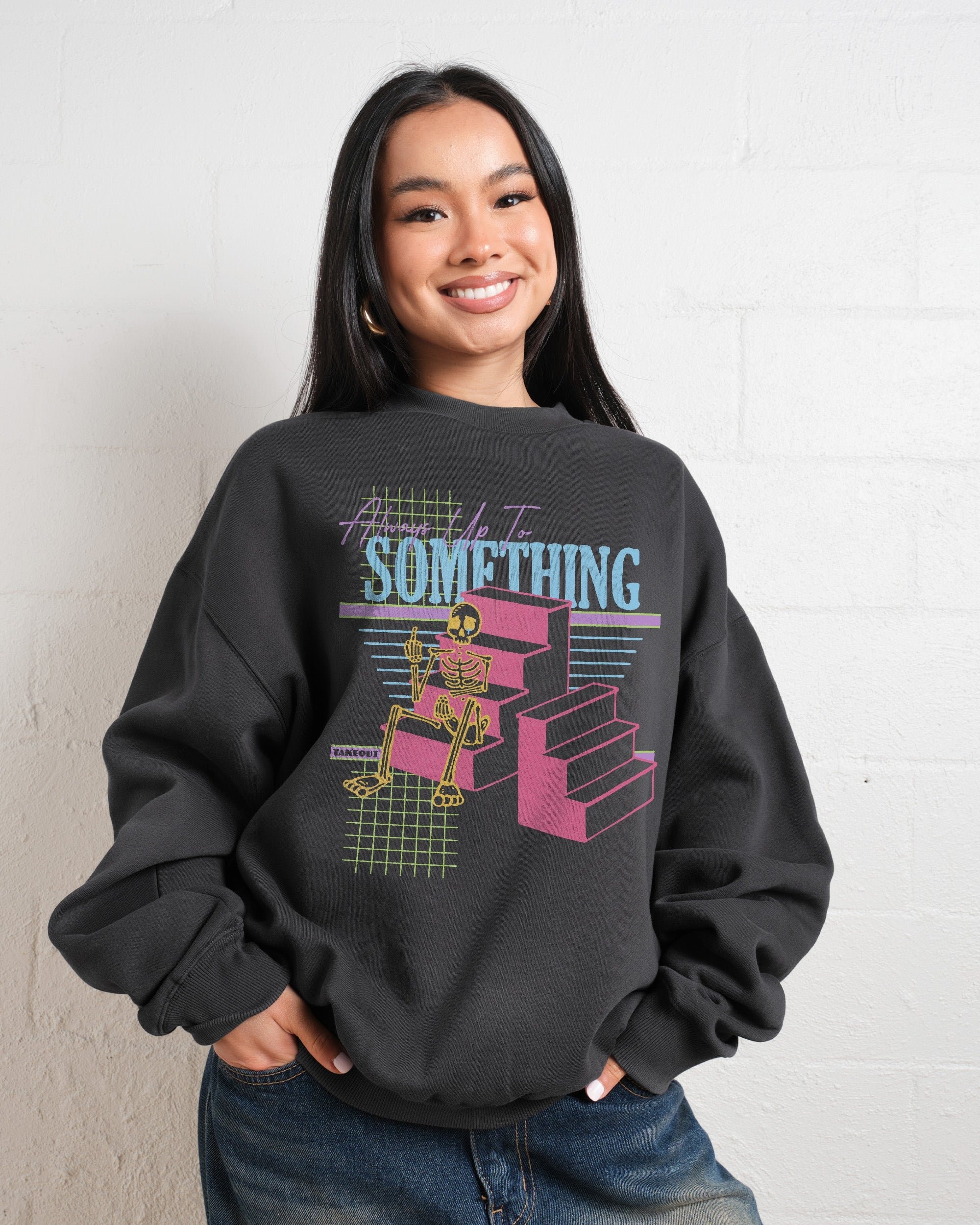 Always Up To Something Unisex Graphic Sweatshirt - Premium 340gsm Cotton-Poly Blend