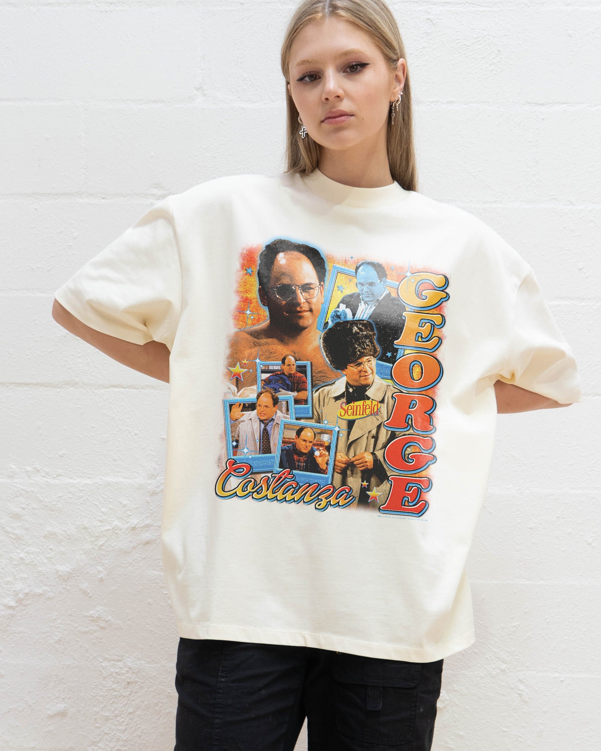 George Costanza Oversized Graphic Tee - Seinfeld Unisex 90s Boxy Fit Cotton T-Shirt