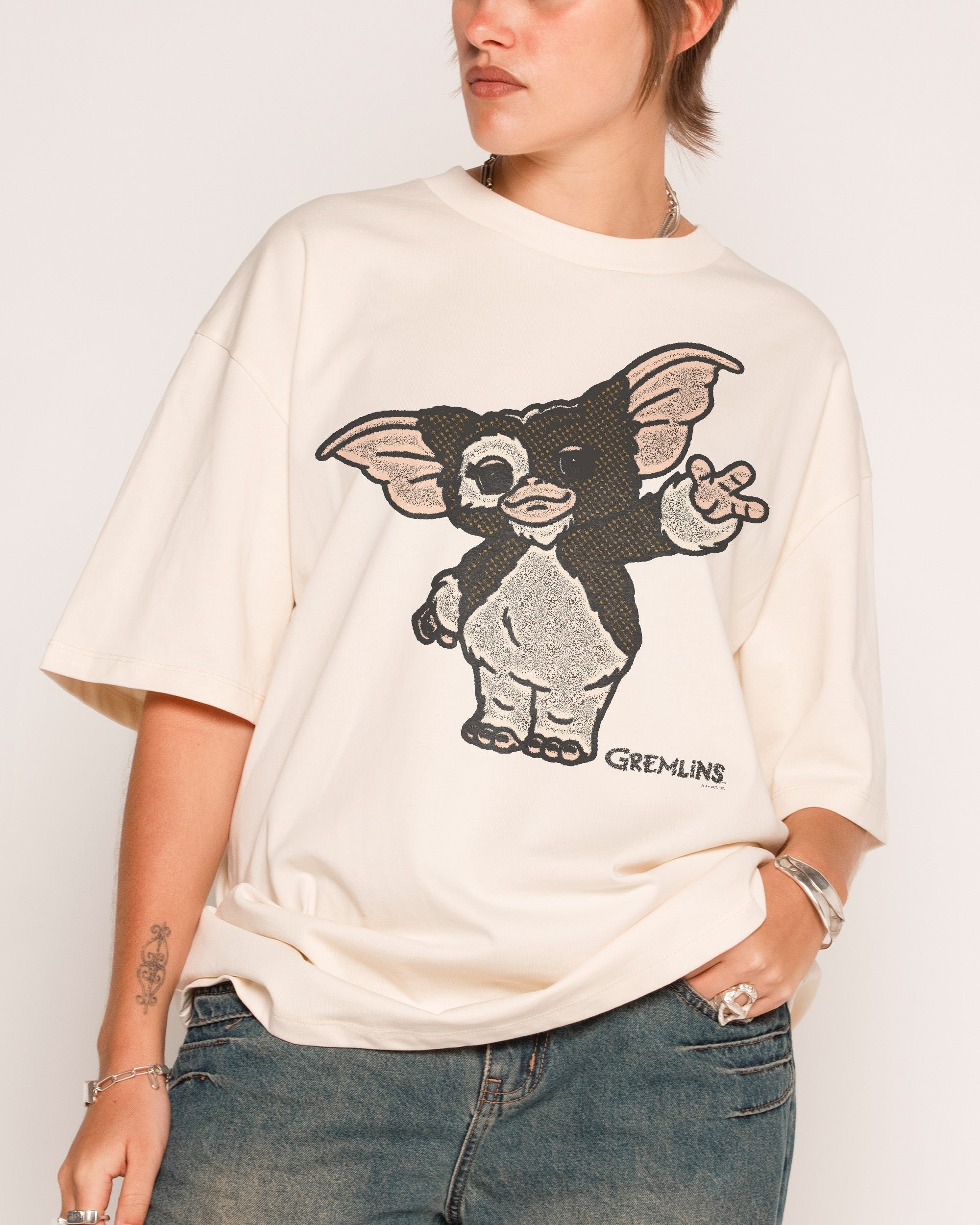 Gizmo Wave Oversized Graphic Tee - Gremlins Collab Unisex 100% Combed Cotton