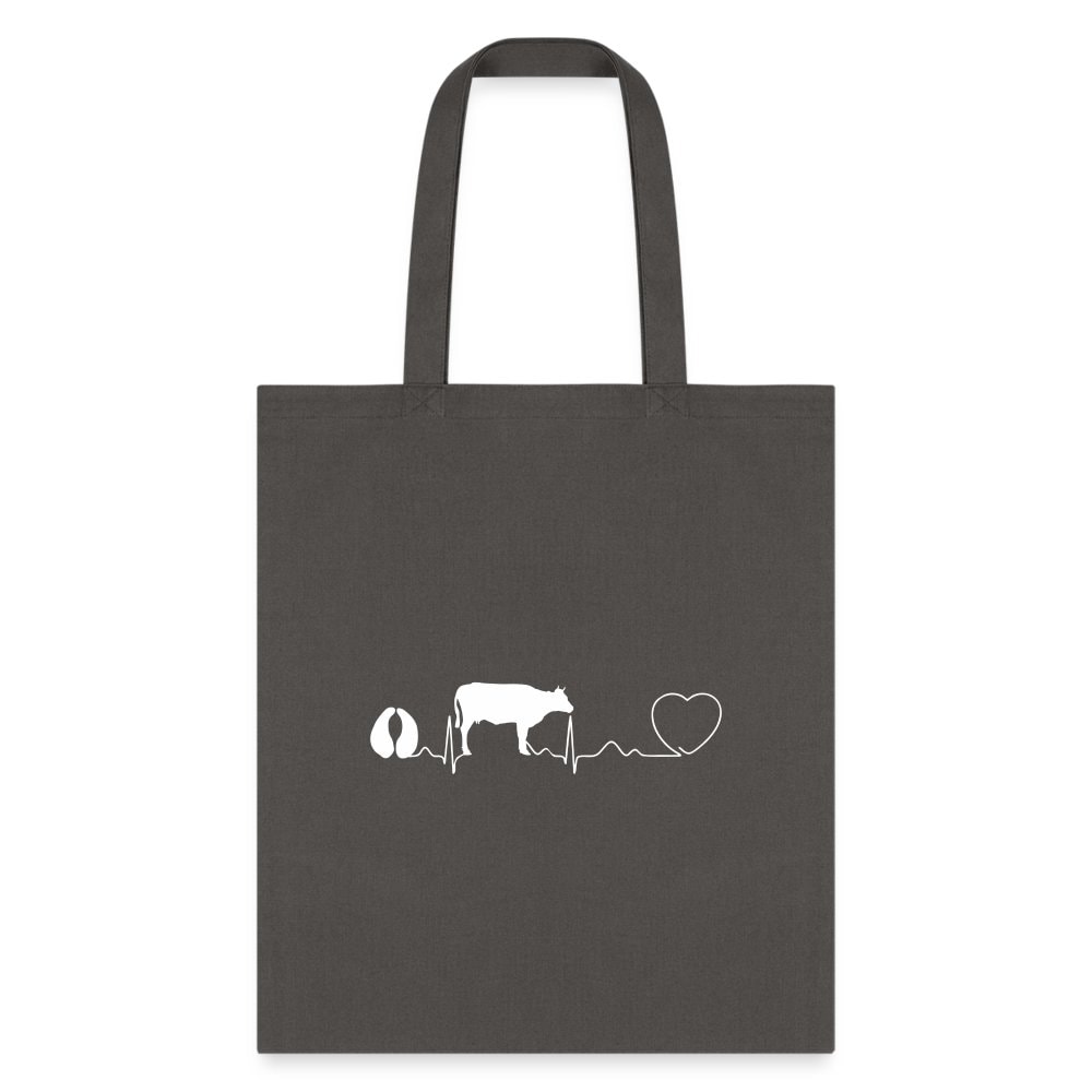 Cow Pulse Cotton Tote Bag - Large Animal Vet Design, 100% Cotton Canvas, 15.5x14.5 inches, Q-Tees