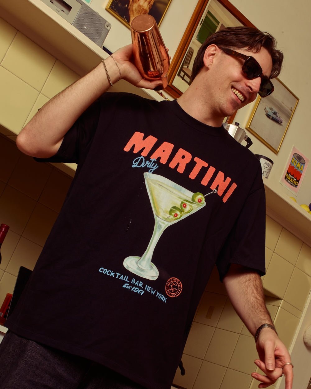 Dirty Martini Oversized Graphic Tee - Unisex 100% Combed Cotton T-Shirt