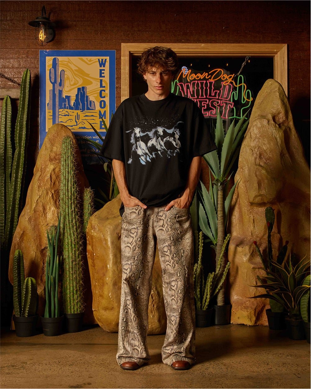 Midnight Rider Oversized Graphic Tee - Unisex 90s Boxy Fit 100% Combed Cotton