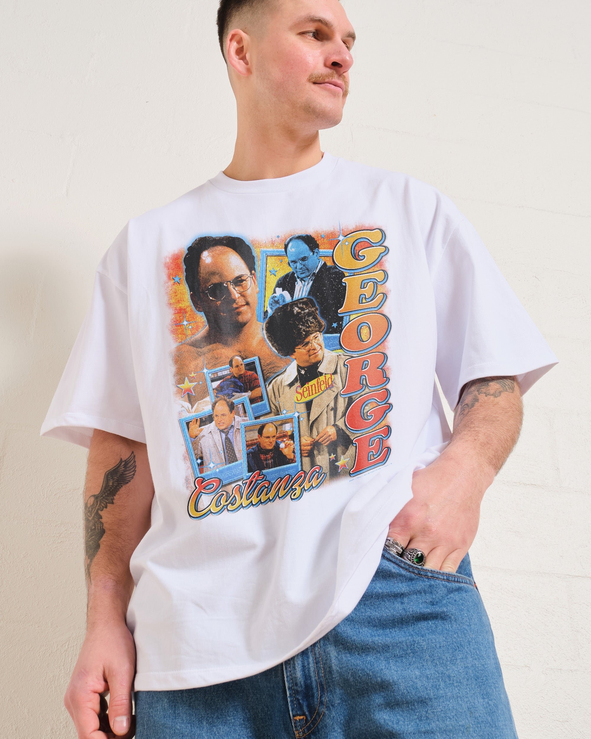 George Costanza Oversized Graphic Tee - Seinfeld Unisex 90s Boxy Fit Cotton T-Shirt