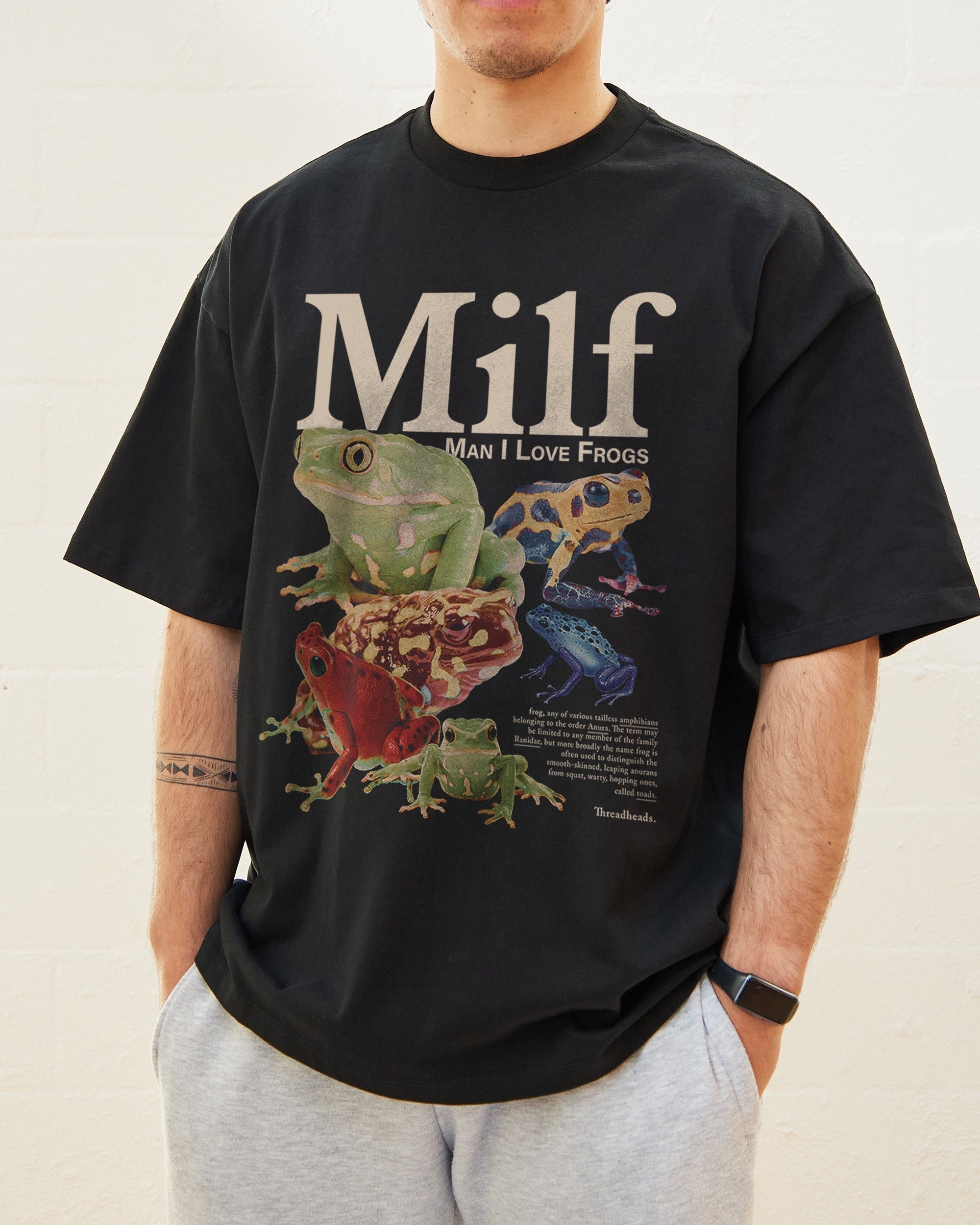 Man I Love Frogs Oversized Graphic Tee Unisex 90s Boxy Fit 100% Combed Cotton