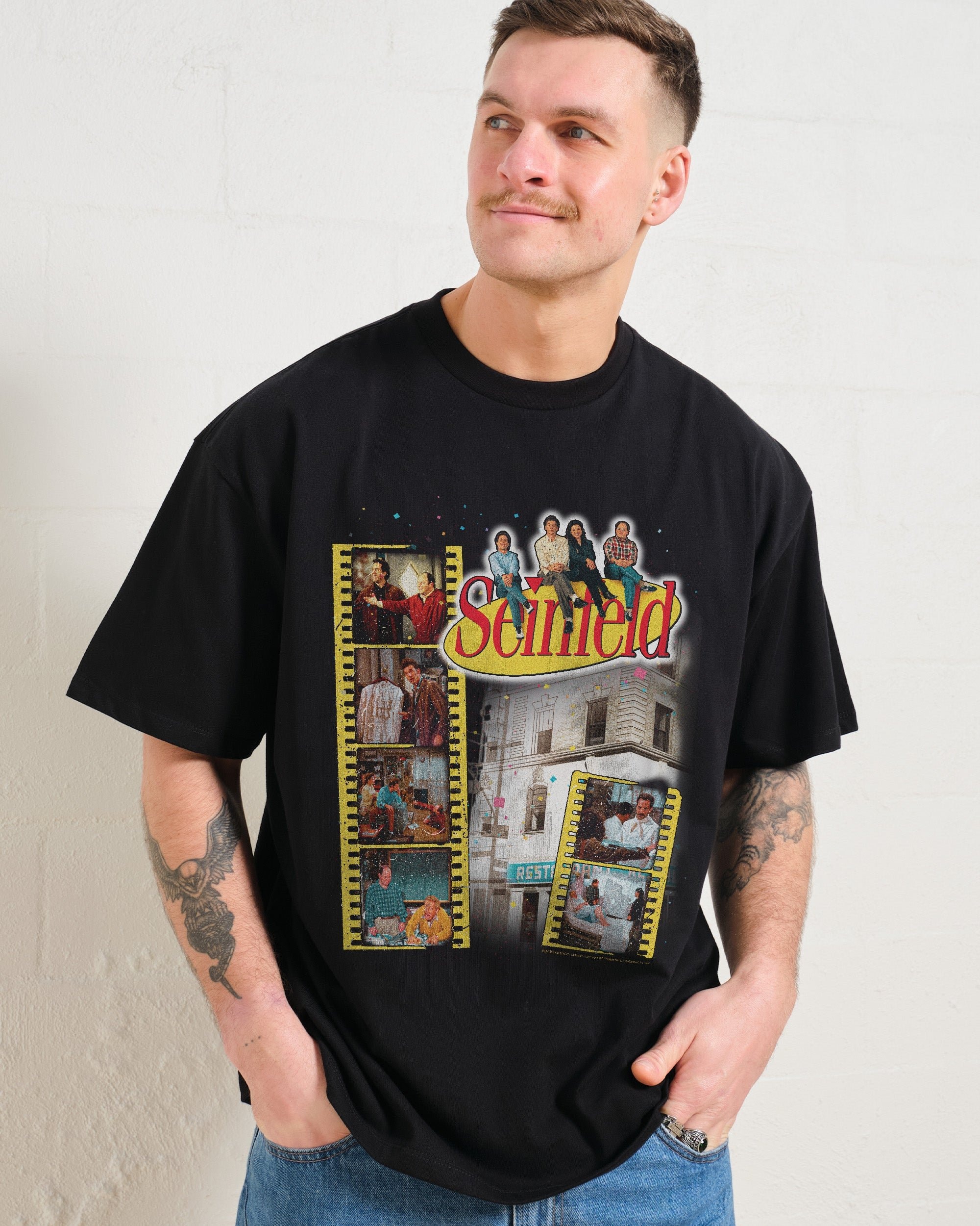 Seinfeld Scenes Oversized Graphic T-Shirt Unisex 90s Boxy Fit 100% Combed Cotton