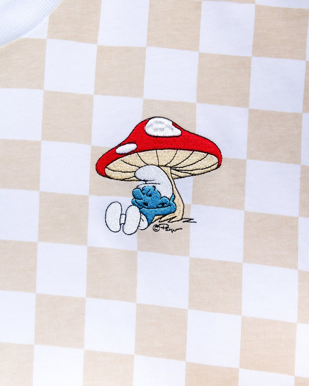 Smurf Check Oversized Graphic Tee - Unisex 90s Boxy Fit 100% Combed Cotton